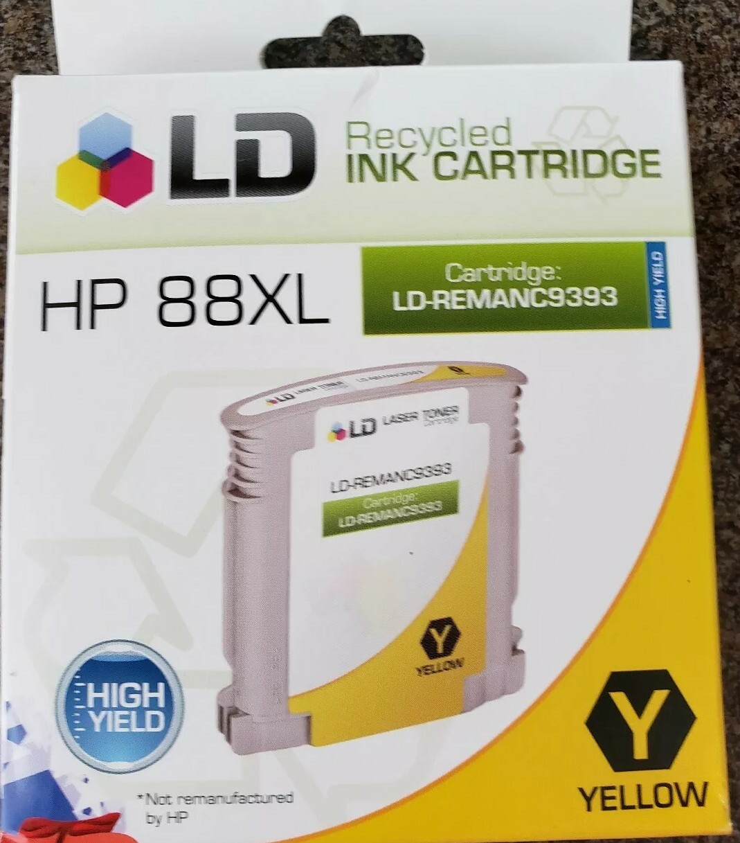 HP88XL LD RECYCLED INK CARTRIDGE LD-REMANC9393 YELLOW, NIB