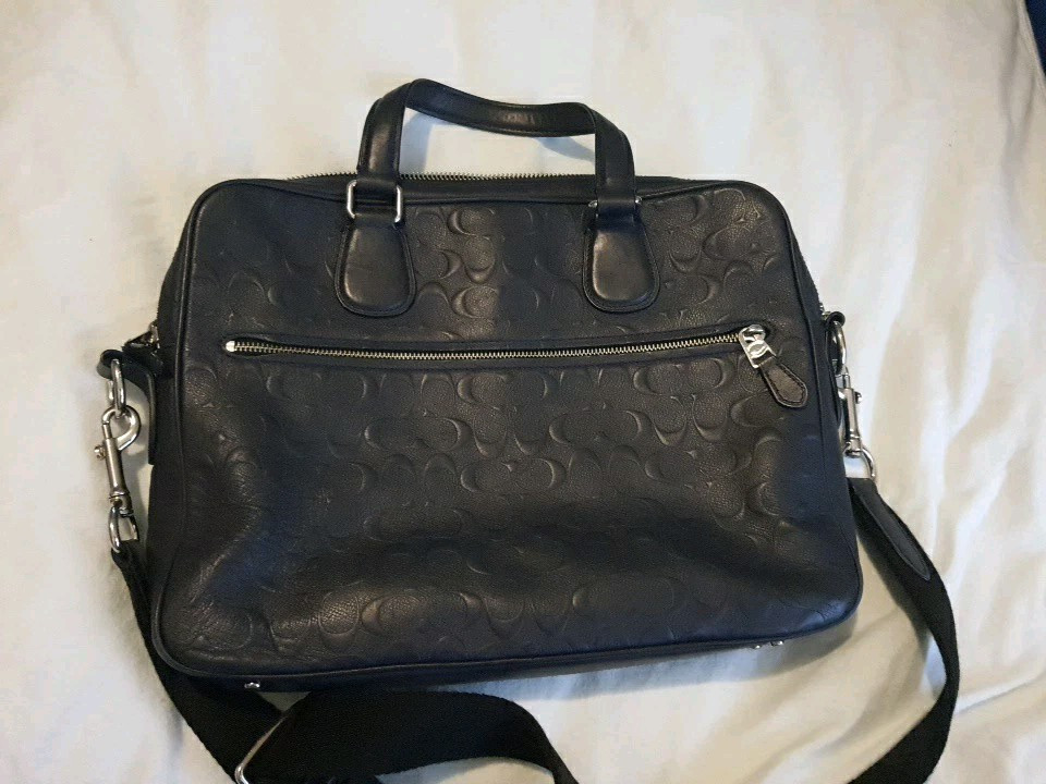 Coach hudson 5 bag signature leather in midnight navy