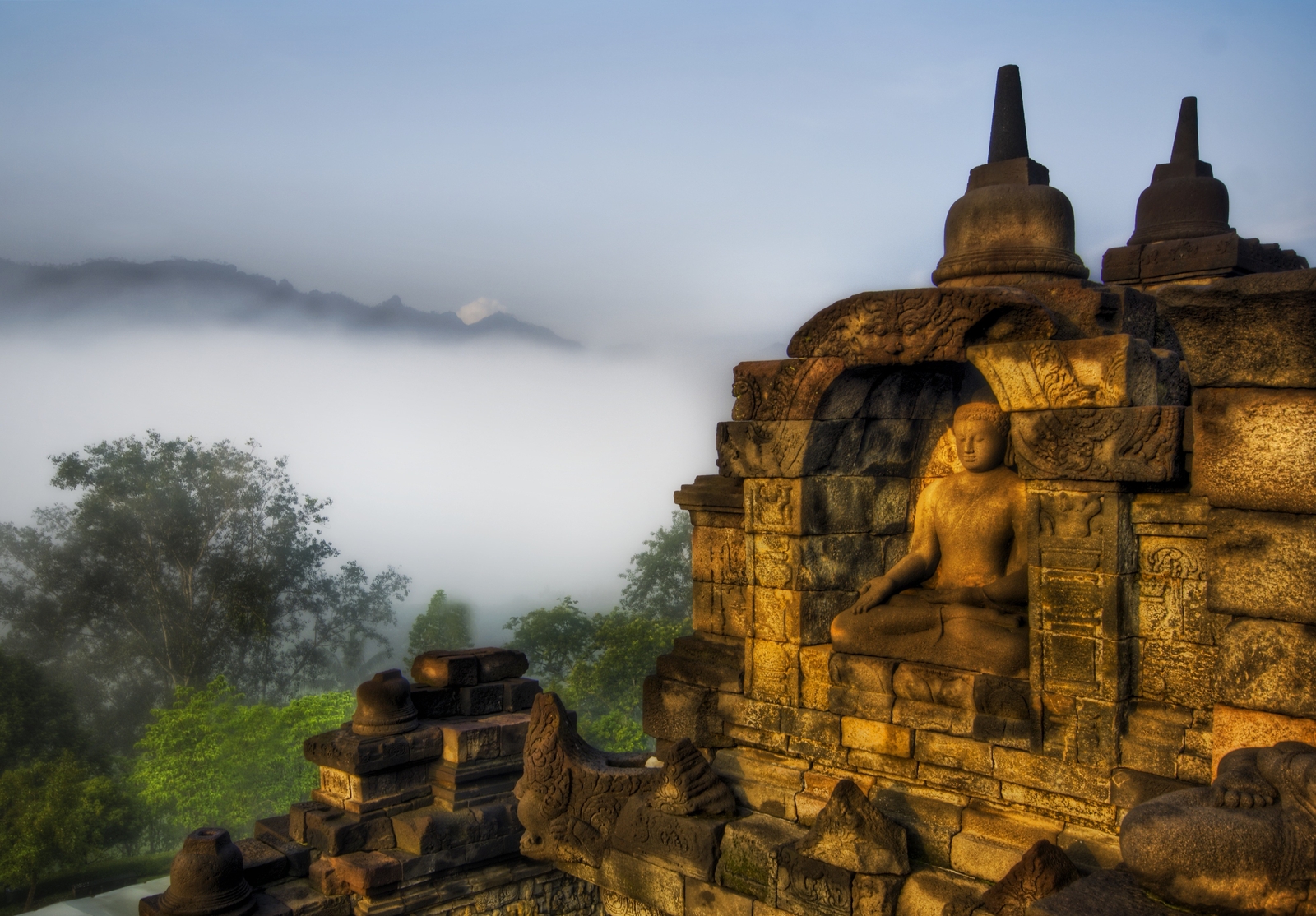 Landscape architecture religious temple indonesia buddha Custom Gaming Mat Desk