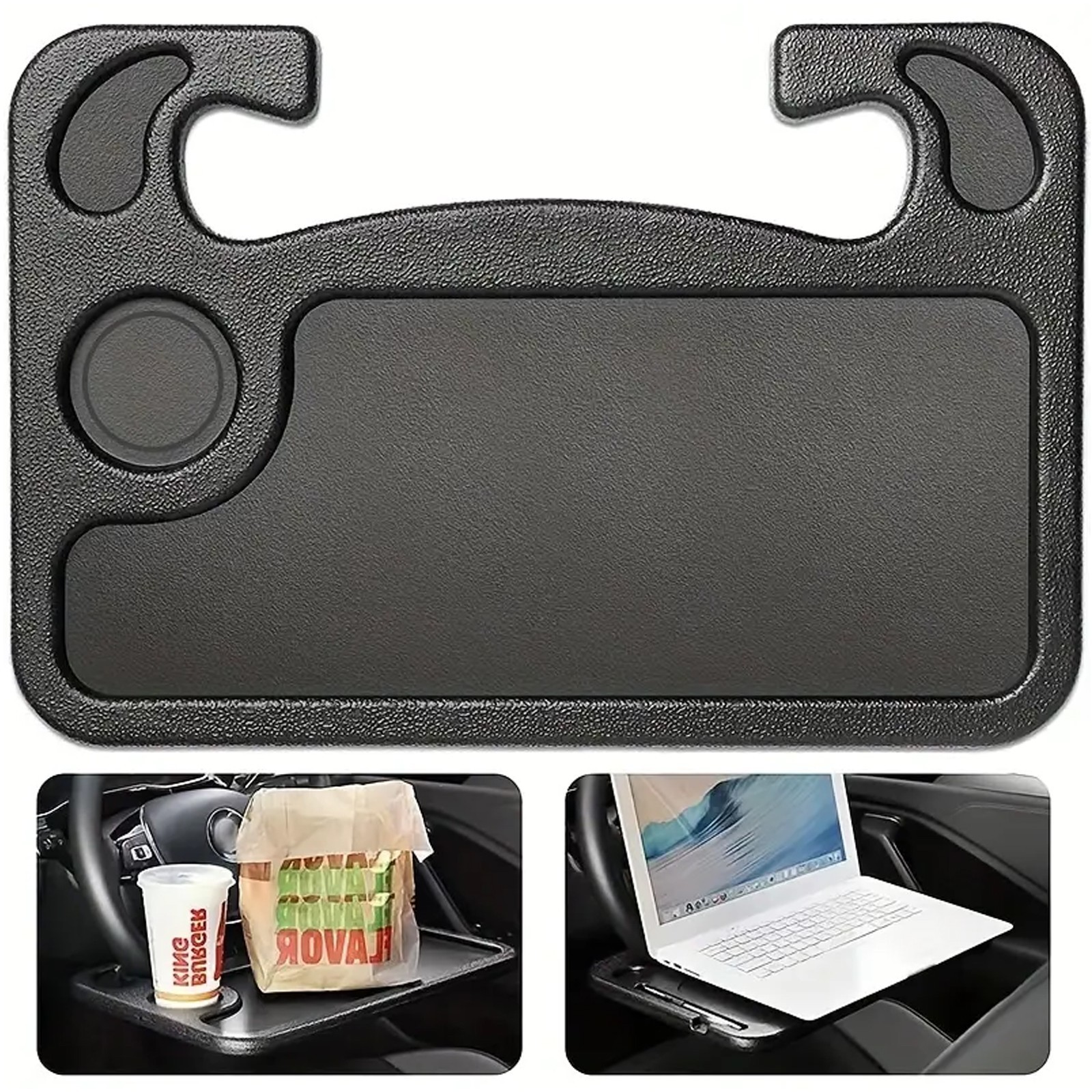 Car Steering Wheel Tray - Multi-Functional Food & Laptop Holder for In-Car Use