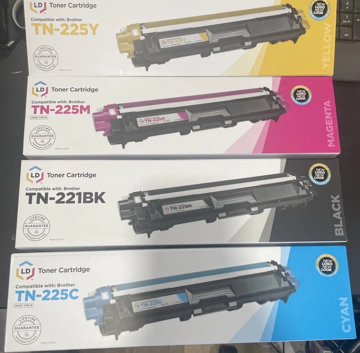 Compatible Brother Printer Ink NEW Sealed 4 Pack Toner Set LD TN-221 TN-225