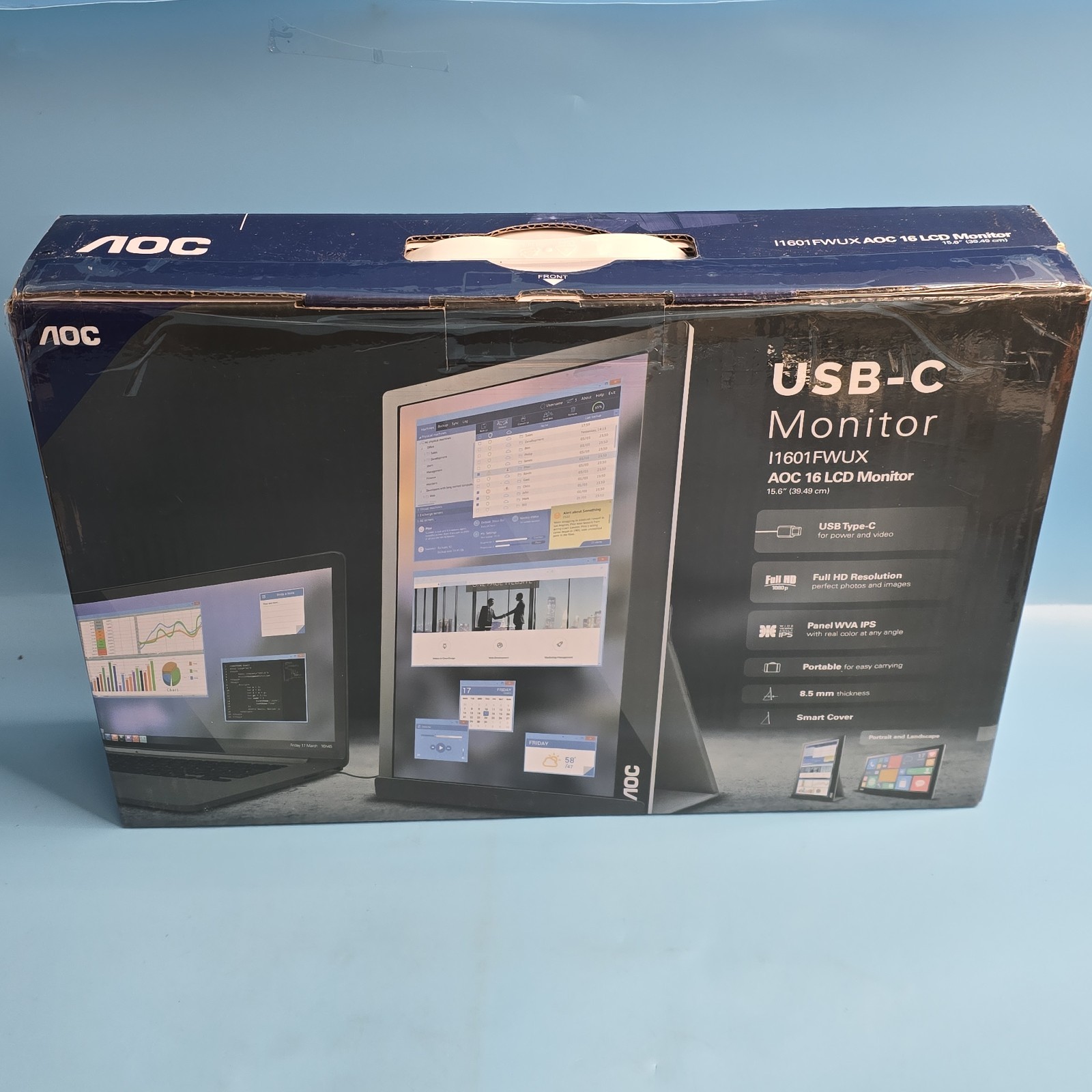 AOC I1601FWUX 15.6" IPS LED USB-C Monitor NEW