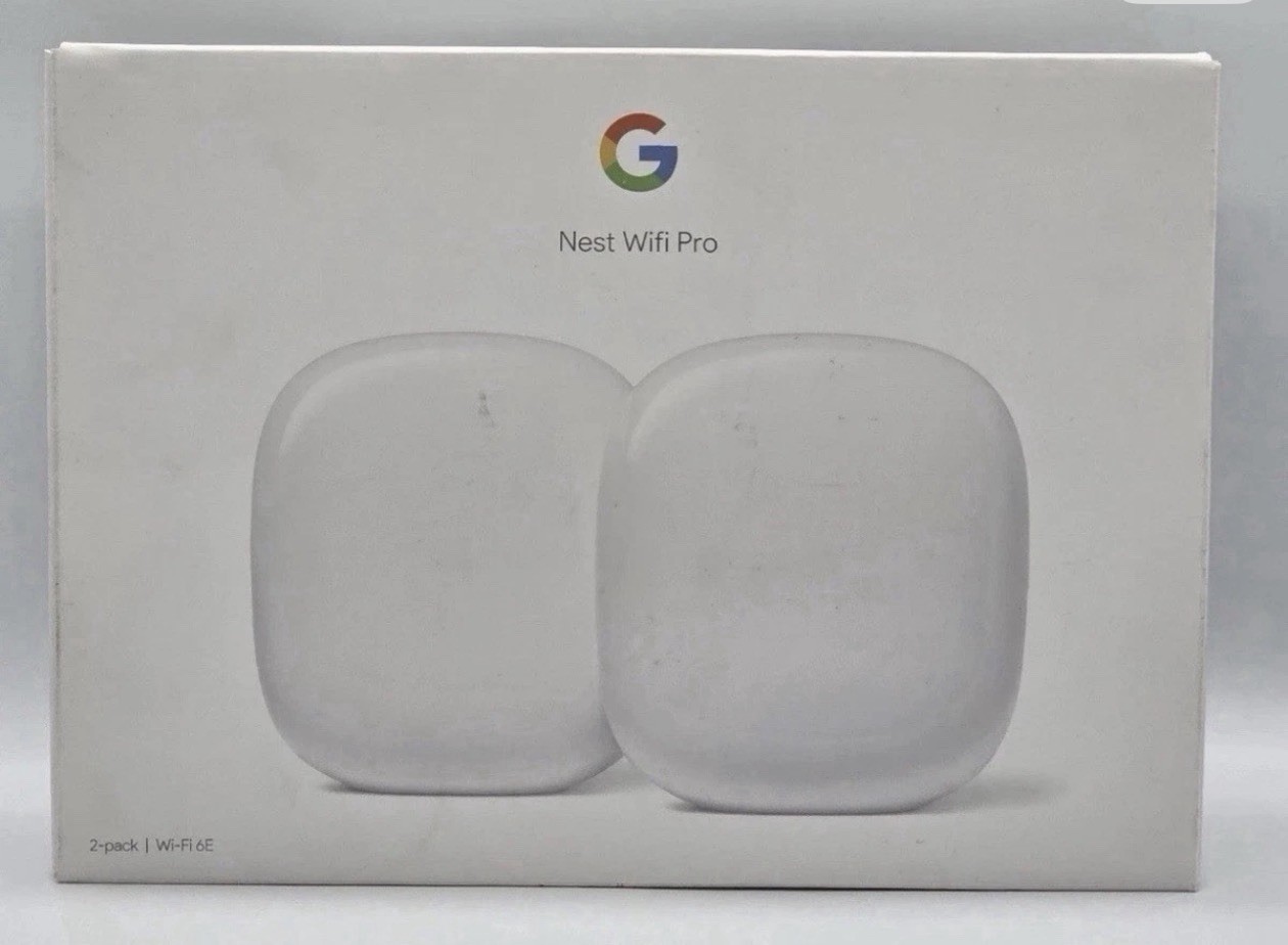 NEW Google Nest Wifi Pro Wi-Fi 6E Mesh Router 2 Pack Snow GA03689-US Sealed