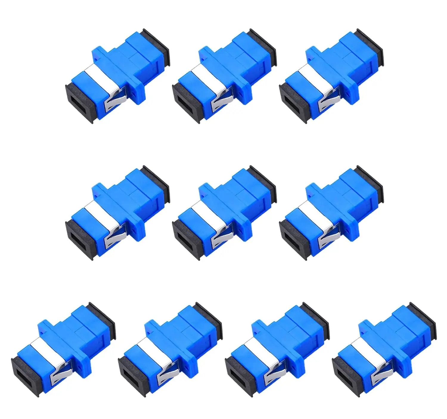 10Pcs SC/UPC Female-Female Flange Fiber Adapter Simplex OS2 Single Mode