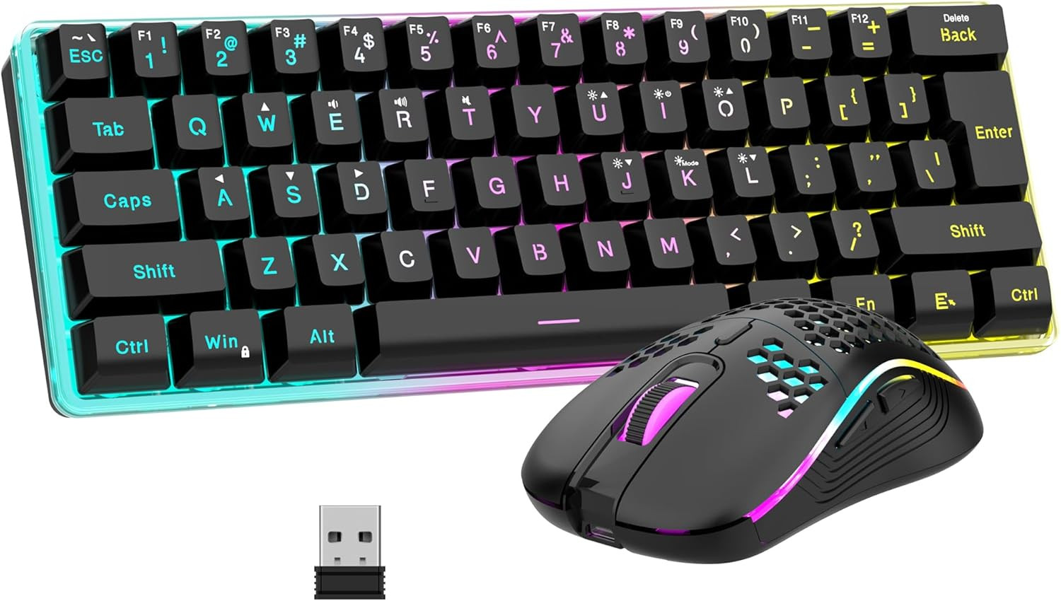 Redthunder 60% Wireless Gaming Keyboard and Mouse Combo, 2500Mah Rechargeable