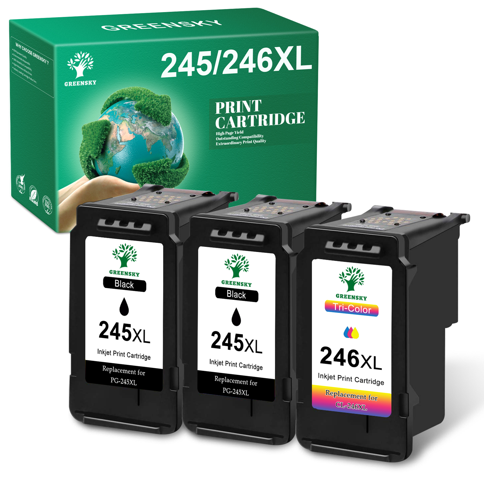 3 pack Replacement PG-245XL CL-246XL Ink for Canon PIXMA MG2420 MG2522 MG2520