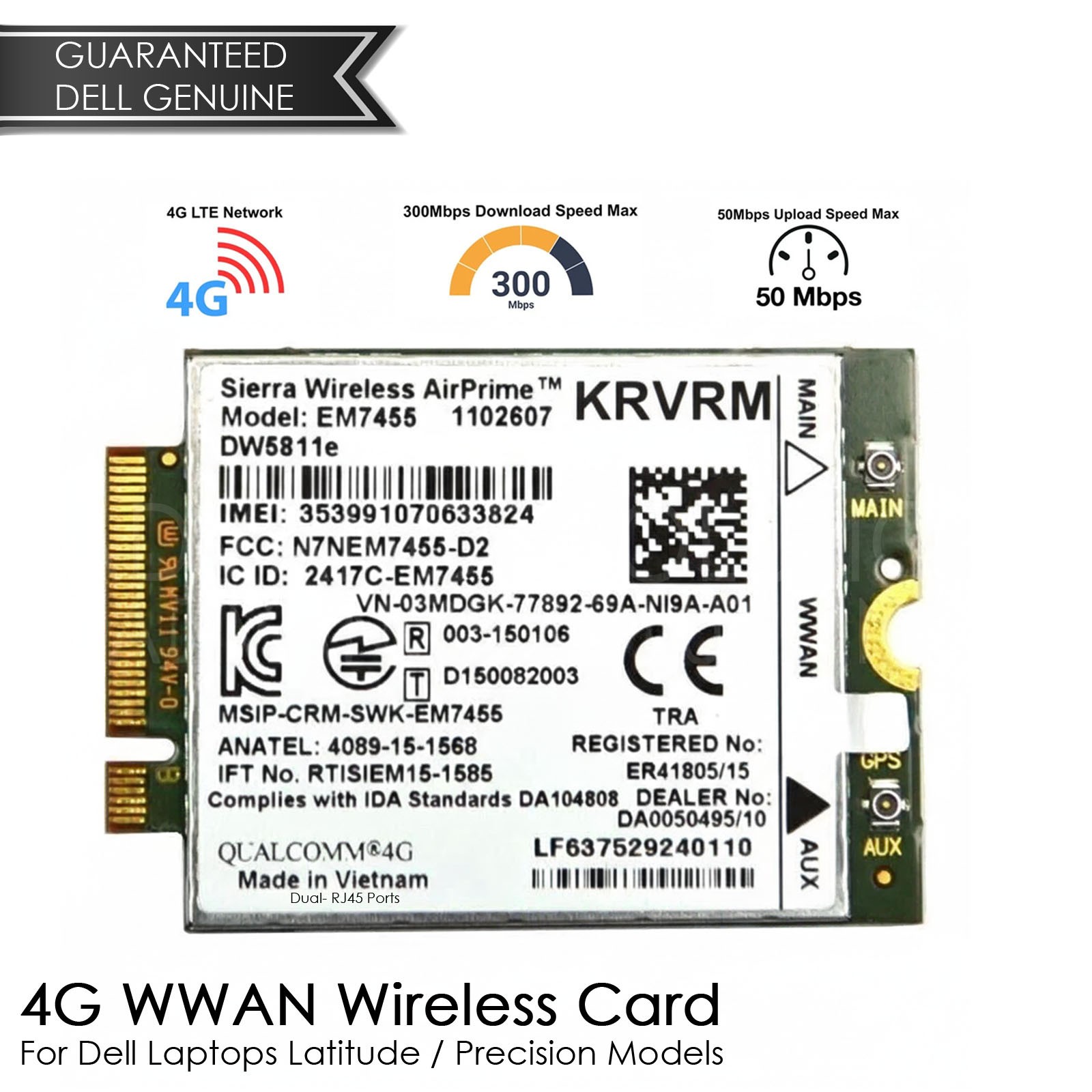 New Genuine Dell Wireless DW5811e M.2 Mobile Broadband 4G LTE WWAN Card KRVRM