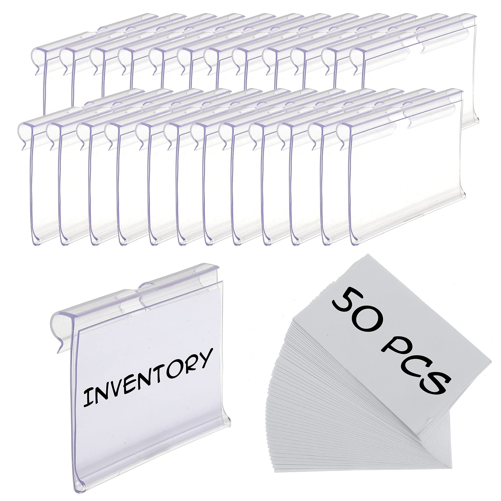 50pcs Labels for Storage Bins Plastic Label Clip, Basket Labels Clip On Wire ...