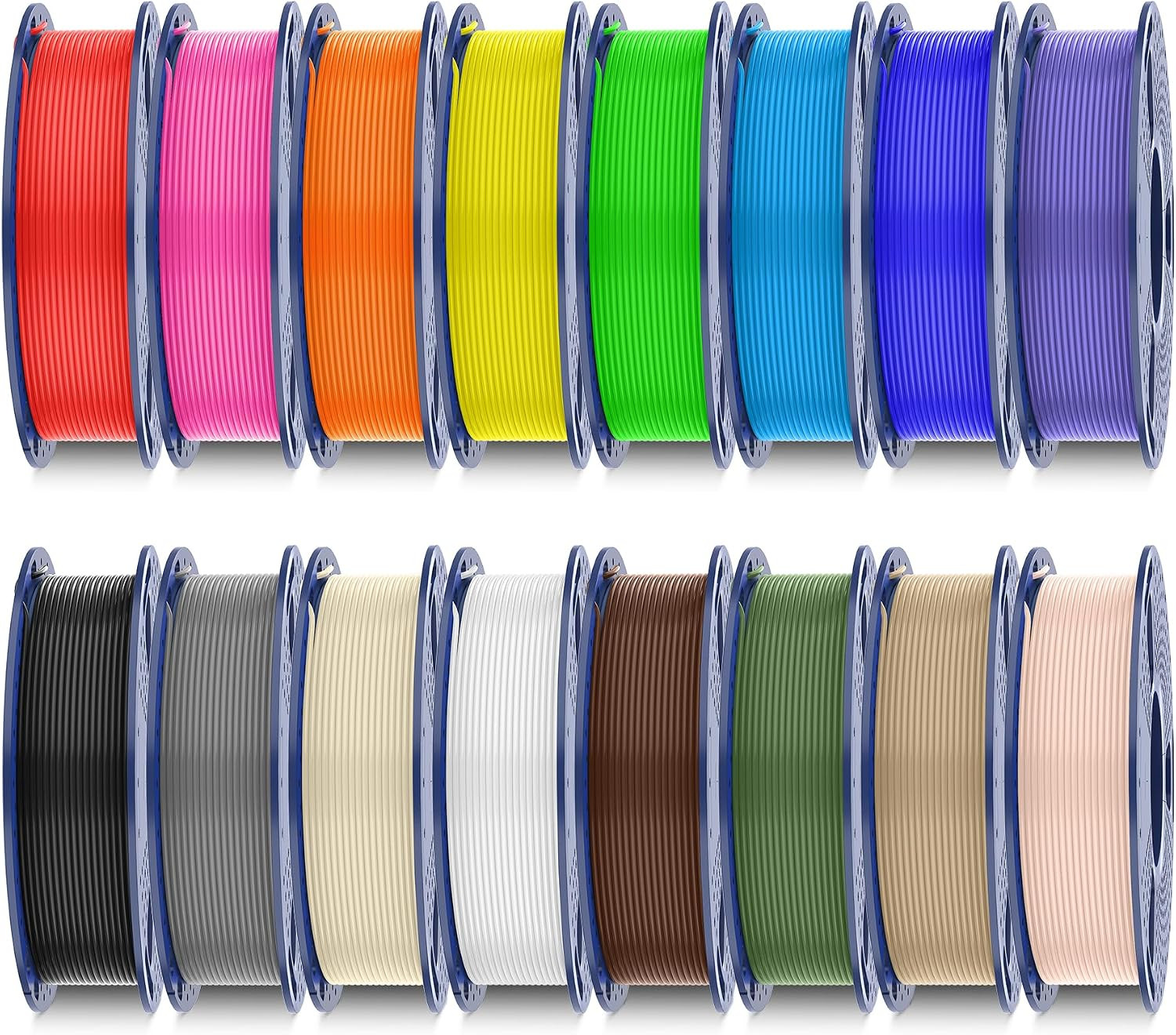PLA+2.0 3D Printer Filament, Multicolor Bundle, 16 Colors