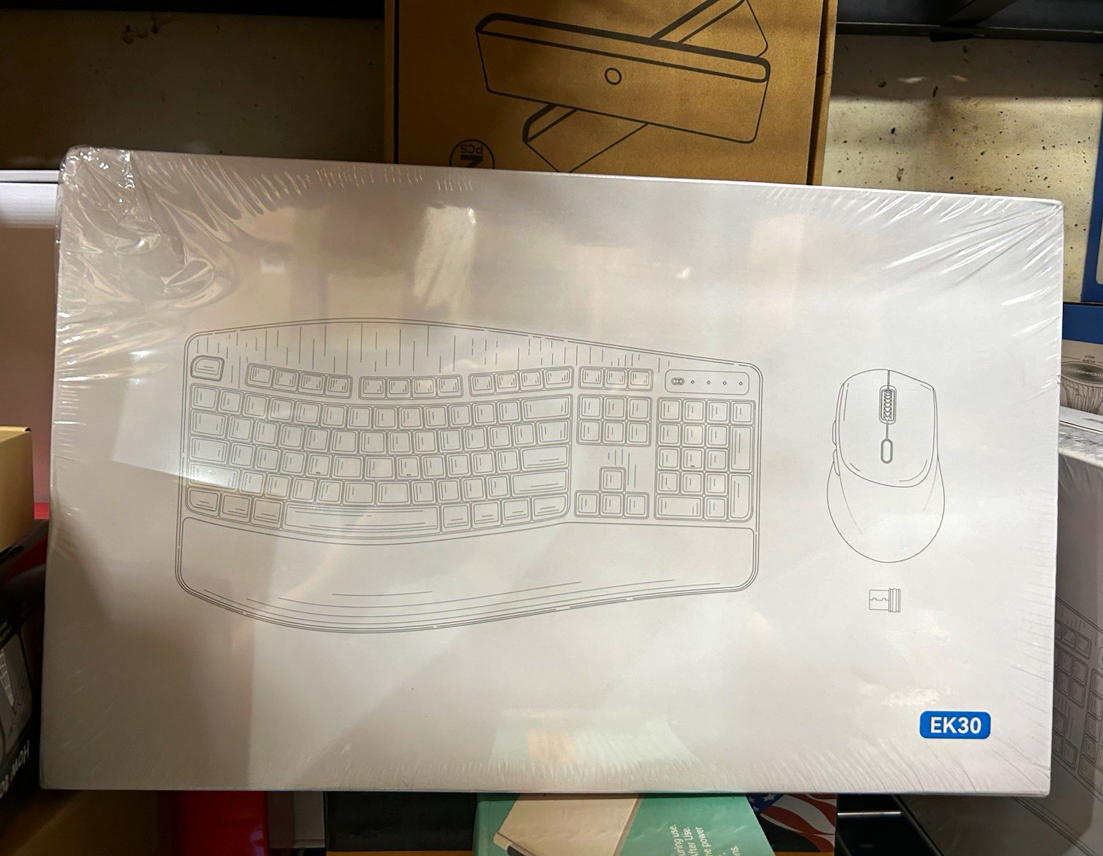 EK30 Wireless Ergonomic Wave Keyboard & Mouse Combo, Quiet Keys, USB, Black