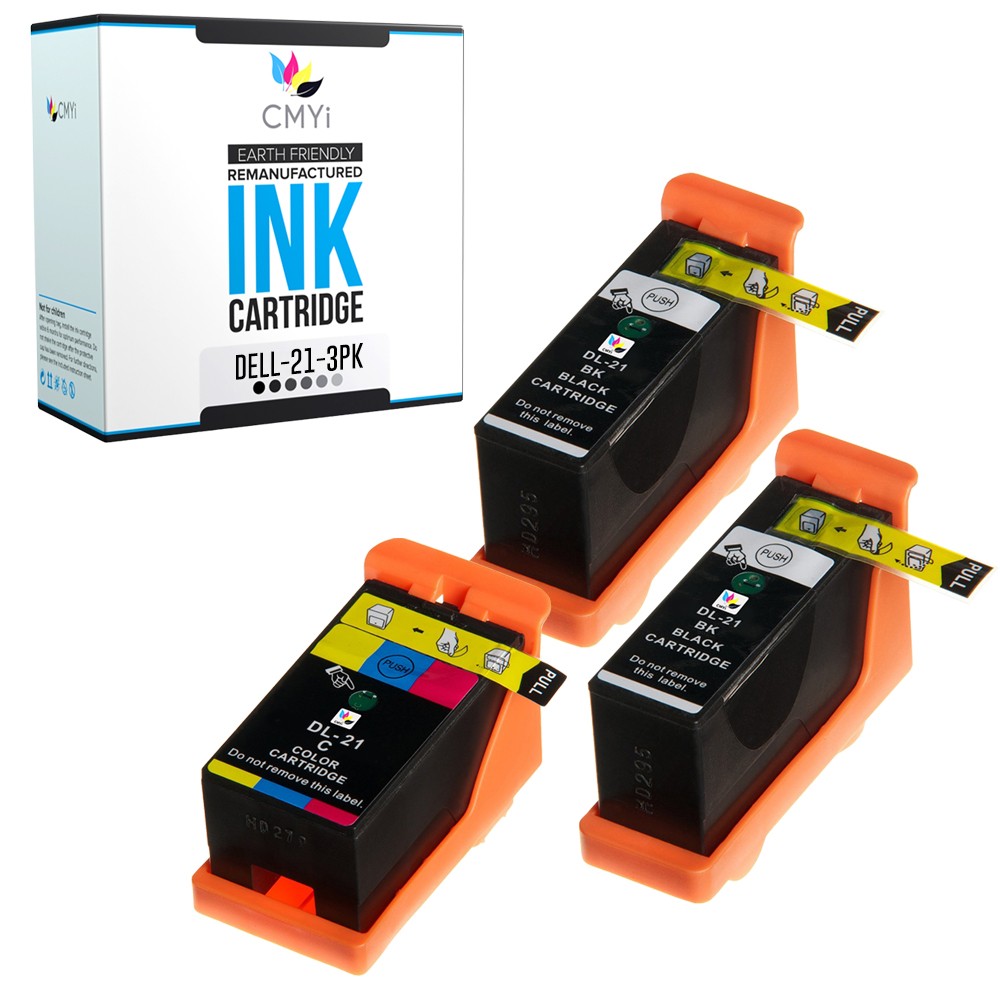 3PK Compatible CMYi Series 21 Ink Cartridges fits Dell V313 and V313w All-In-One