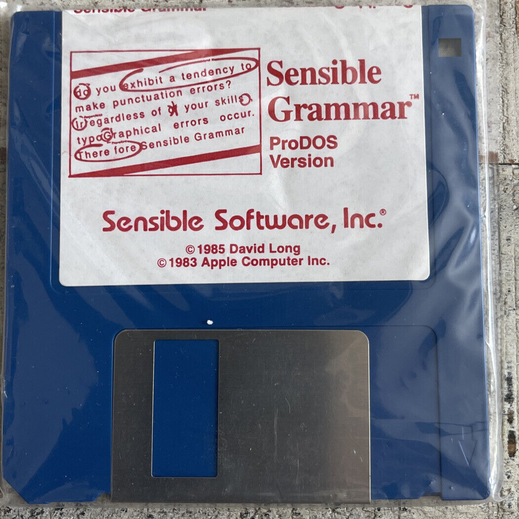 Sensible Grammar Software Apple Mac Computer 1985 David Long Vintage Rare Floppy