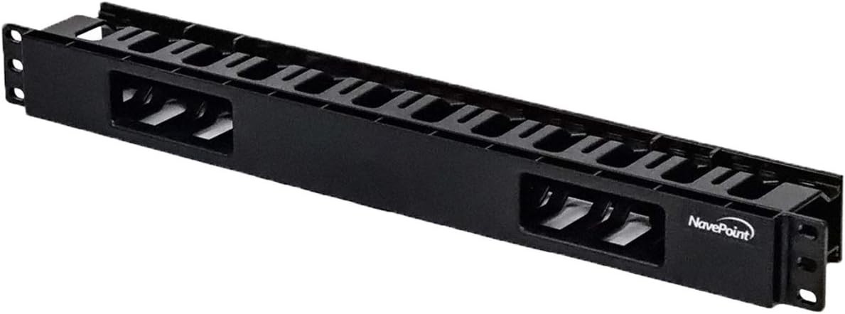 Compact 19-Inch Rack Cable Management Raceways Panel with Cover - Black Finish