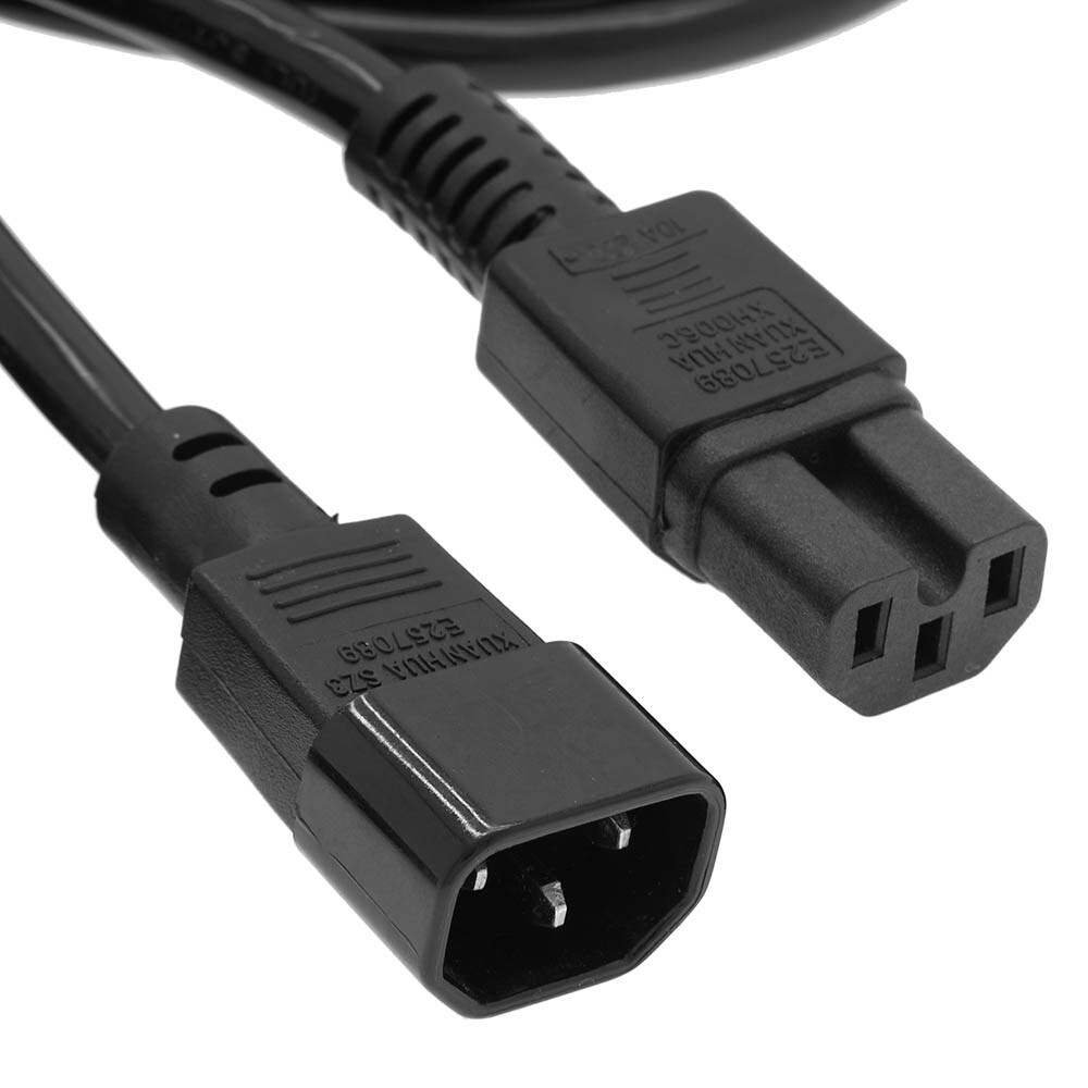 4Pack 3-10ft C14 to C15 14/3 AWG 3-Prong Power Adapter Cable Cord 10Amp 125V SJT