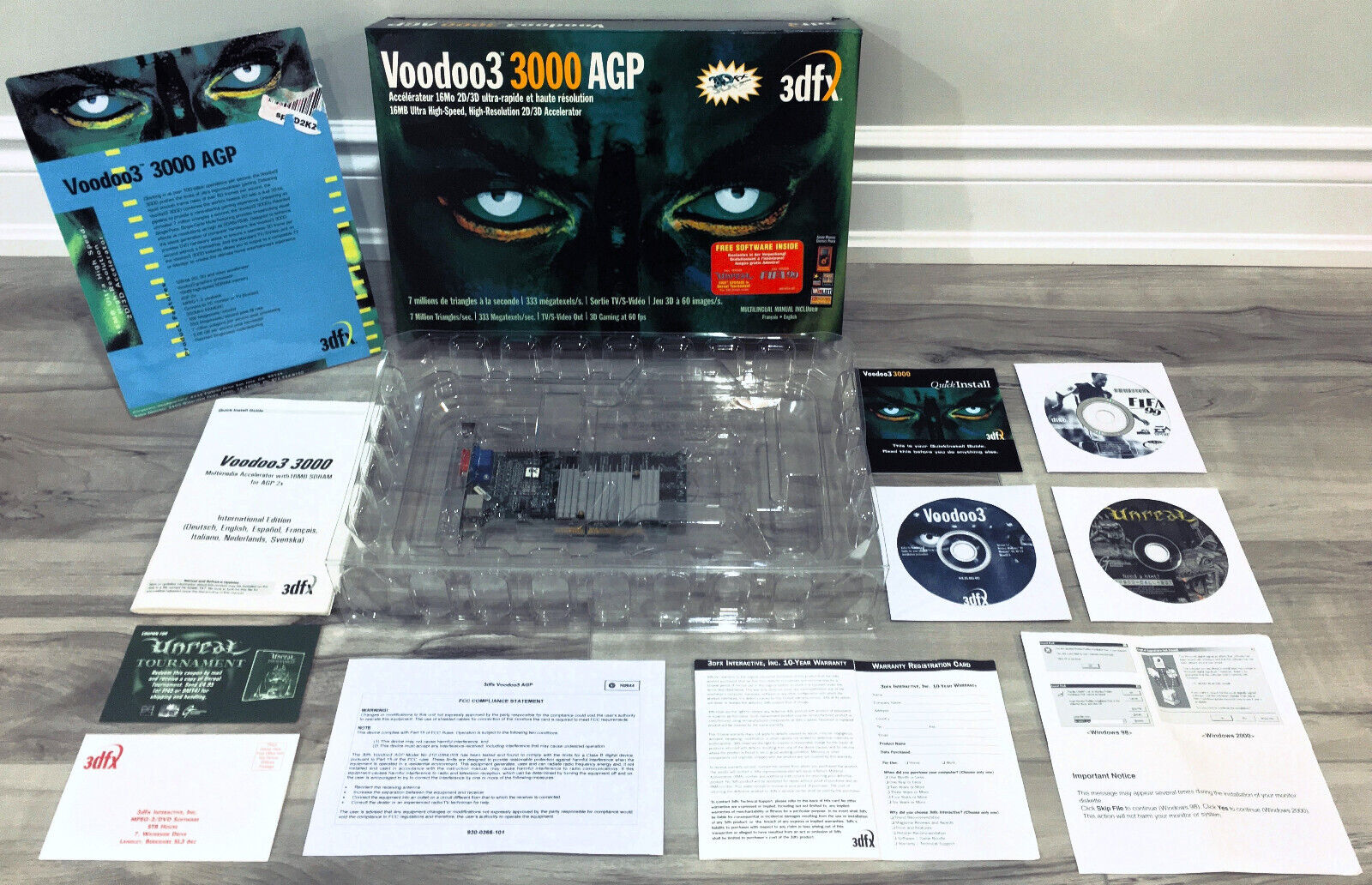 3dfx Voodoo3 3000 AGP 16MB Graphics Card, 2 Full Games, Dual TV Outputs, Poster