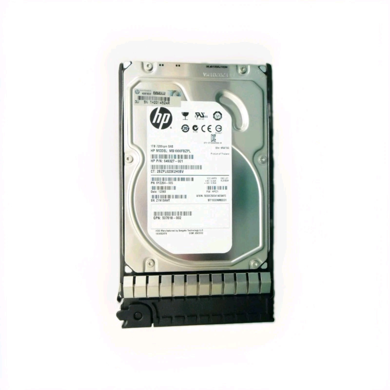 HP 508011-001 1TB 7,200 RPM 6 Gbps 3.5 in. SAS HDD 649327-001 MB1000FBZPL