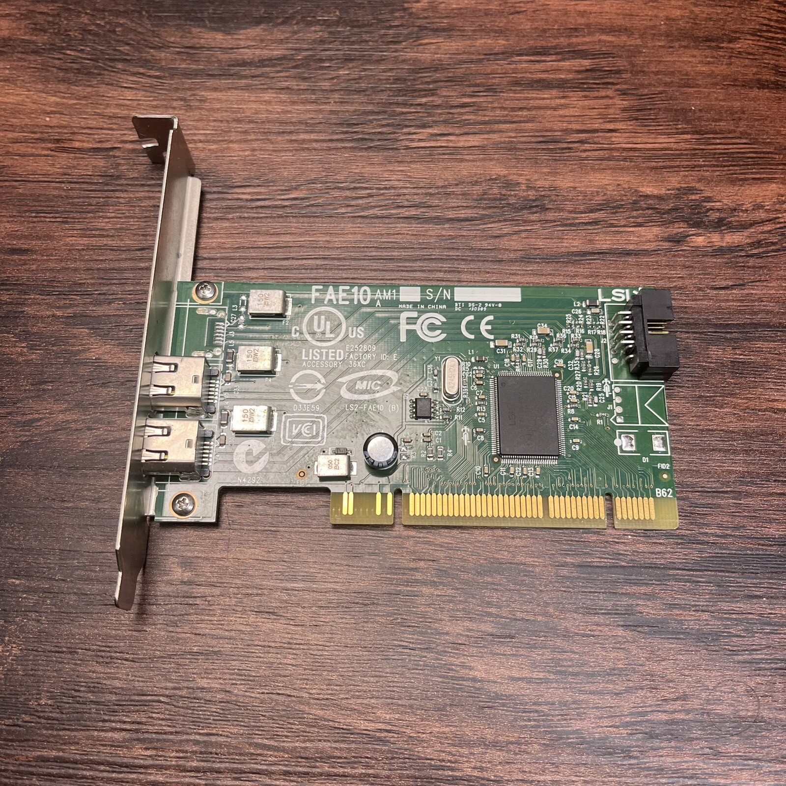 LSI PCI FireWire Card IEEE 1394 2 Ports & Front Panel Header FAE10 Dell