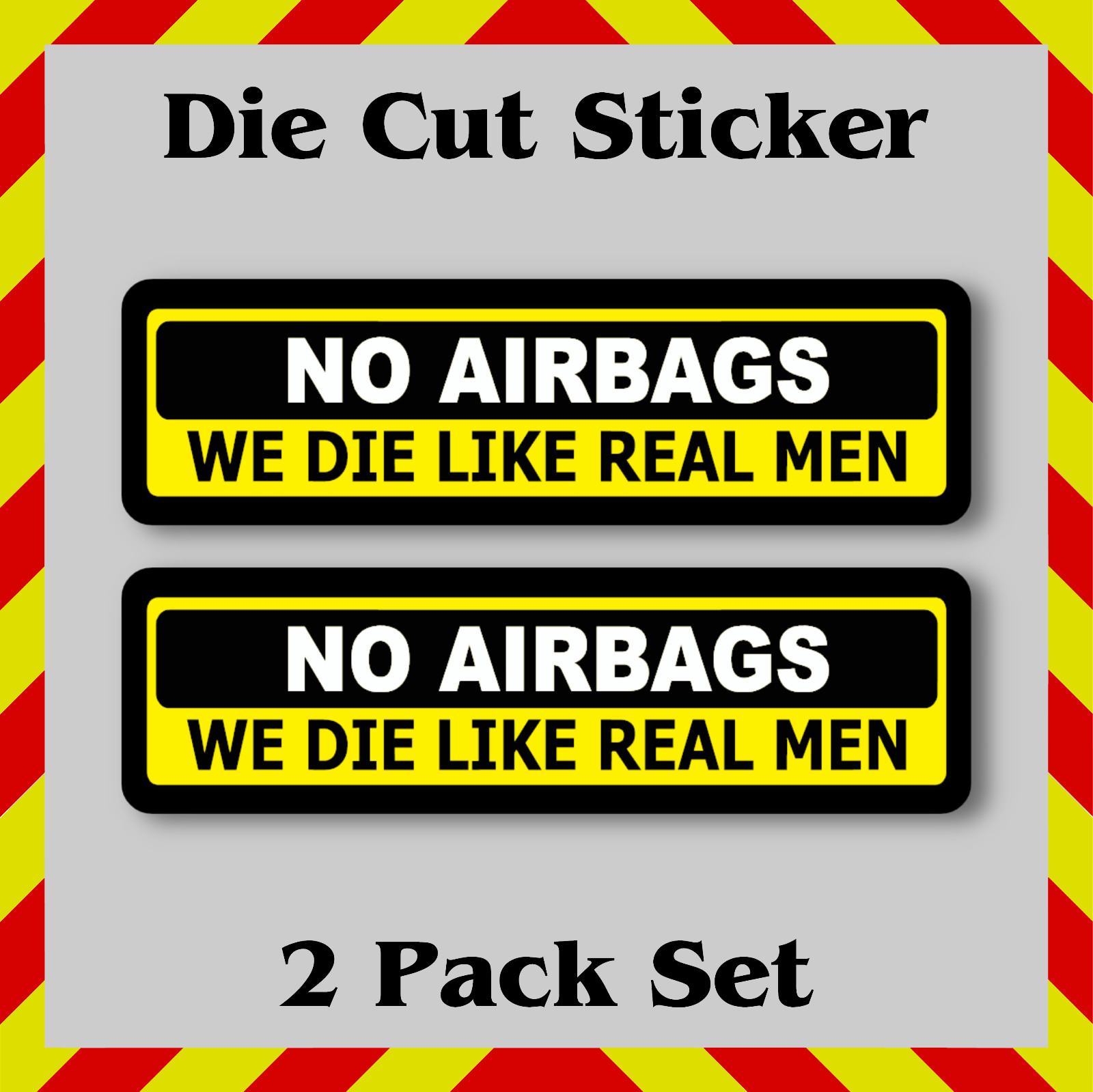2-Pack Funny No Airbags Sticker -Waterproof Vinyl Printed Decal for Water Bottle