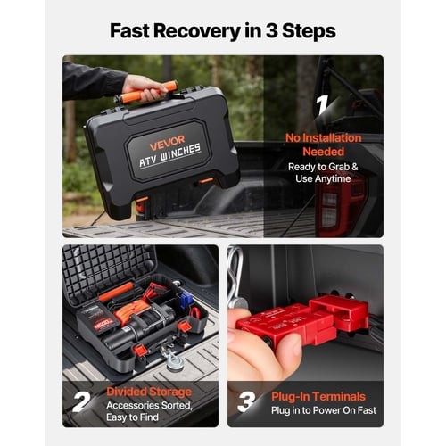 Portable Winch, 4500 lbs 12V DC Electric Winch with Synthetic Rope, Wireless & W