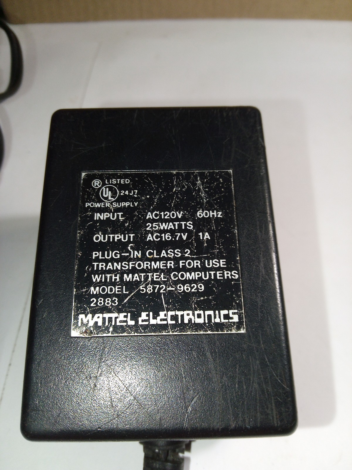 Rare Mattel Aquarius Computer AC Adapter Power Supply OEM Model 5872-9629 