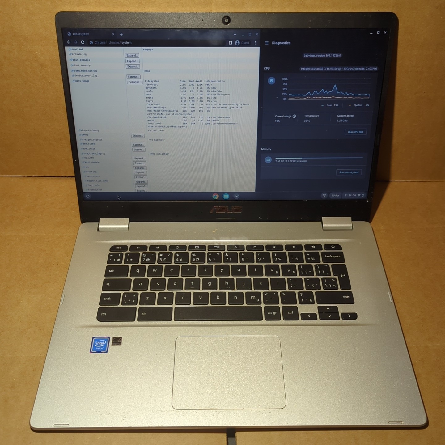 ASUS Chromebook C523n NA-BB01-CB 15.6" FHD Intel Celeron N3350 1.1GHz 4GB 64GB