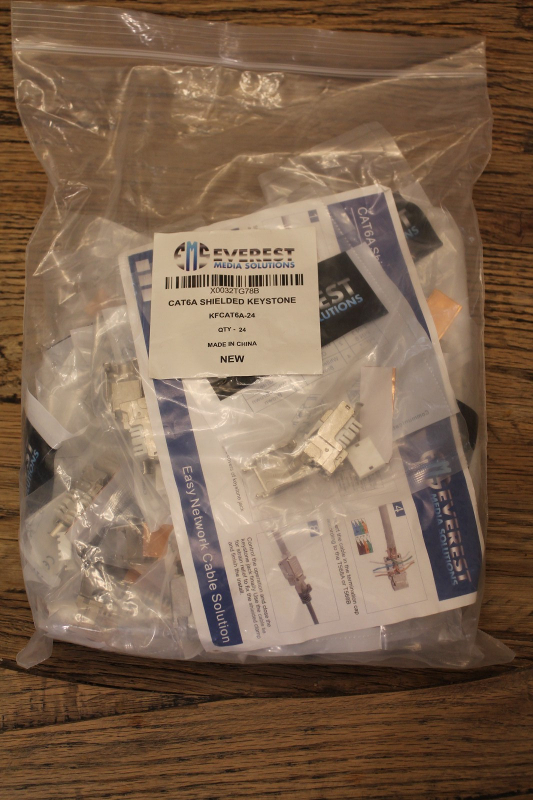 Everest Media Solutions CAT6A Shielded Keystone Jack - 24-Pack CAT6a Shielded
