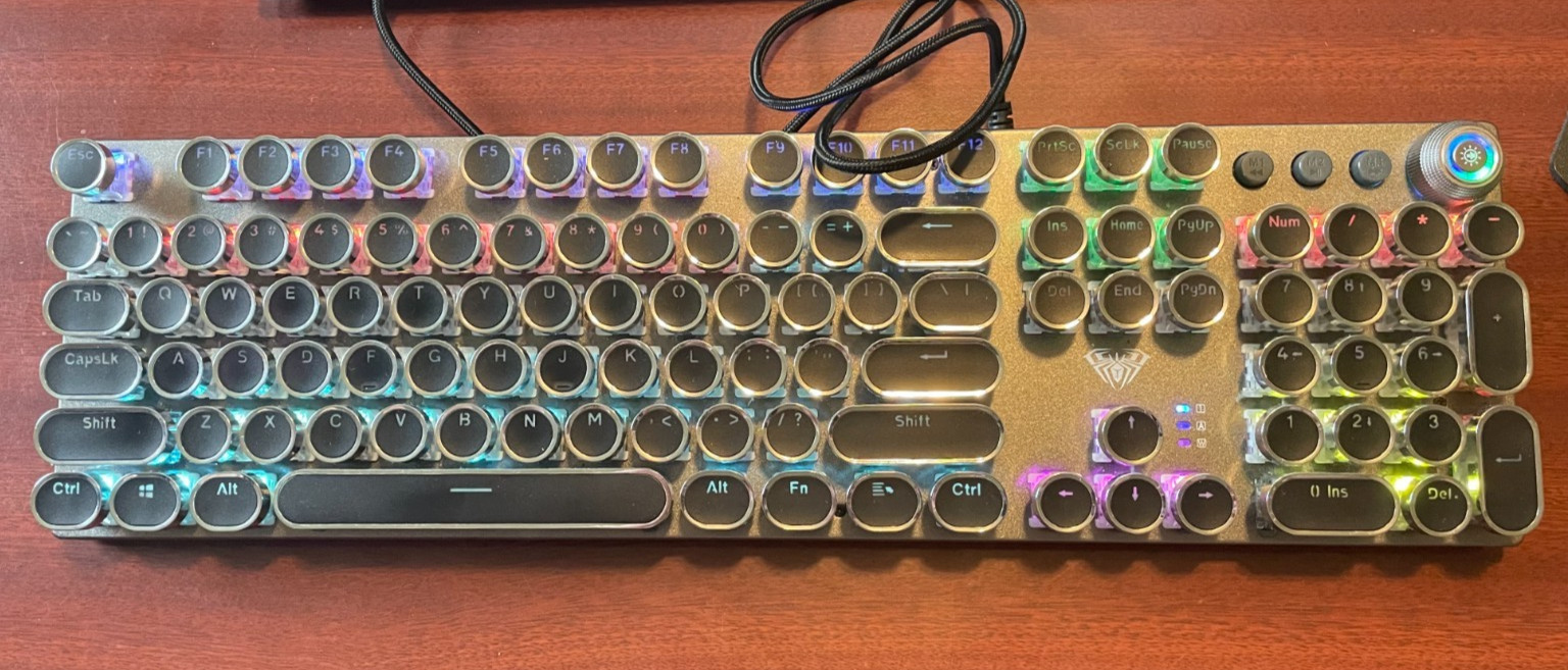 AULA F2088 Typewriter Style Mechanical Gaming Keyboard,Rainbow LED Backlit