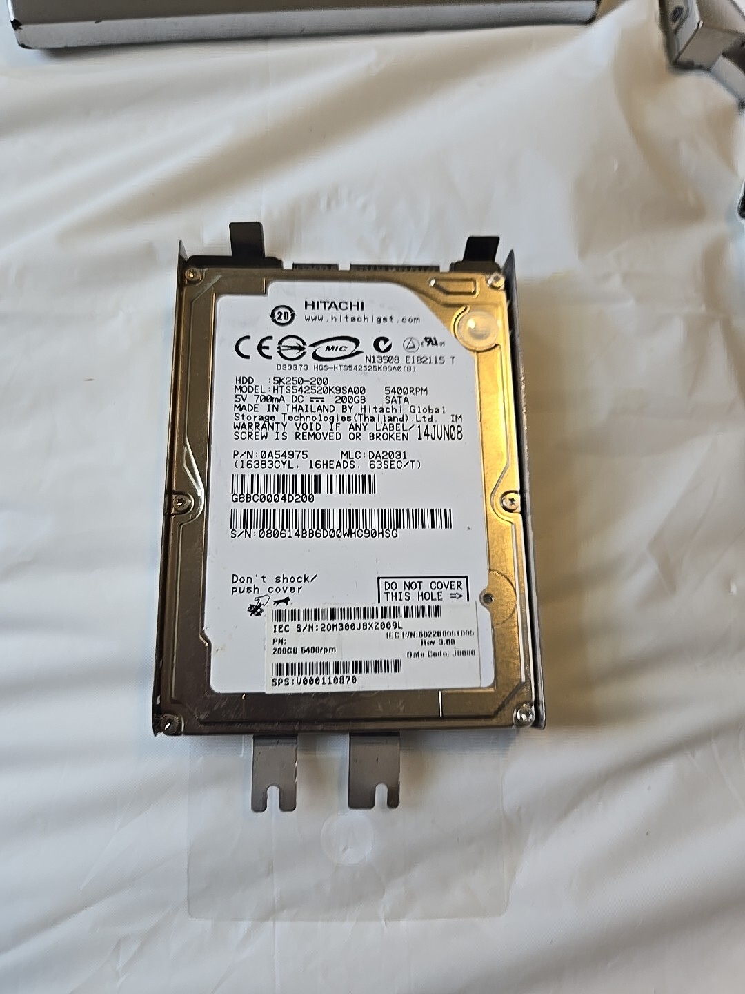 HITACHI HTS542520K9SA00 200GB SATA 5400RPM AS IS Untested