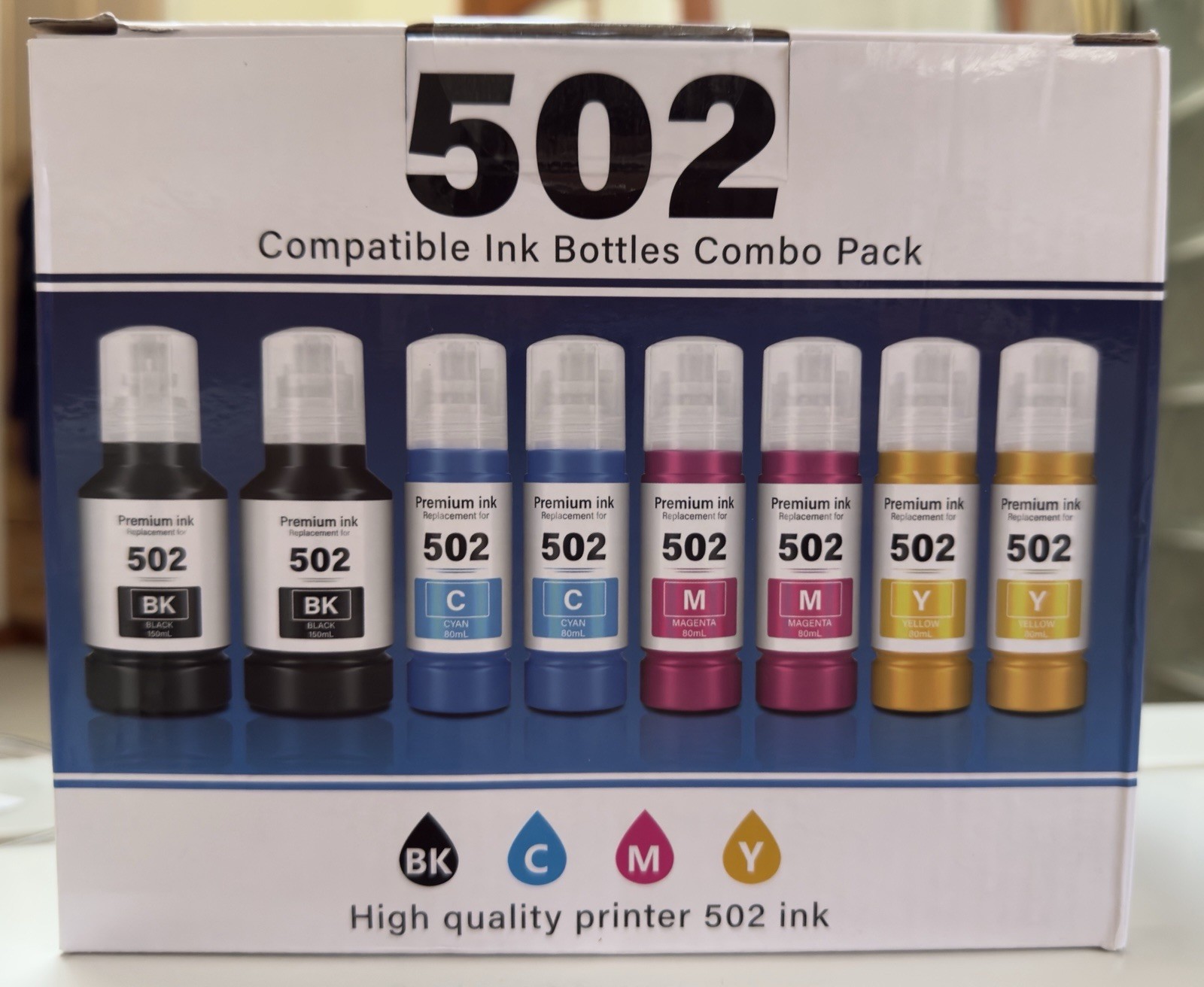 NEW~Inkrobat-502 Compatible Refill Ink Bottles 8 Pack for Epson Ecotank Printers