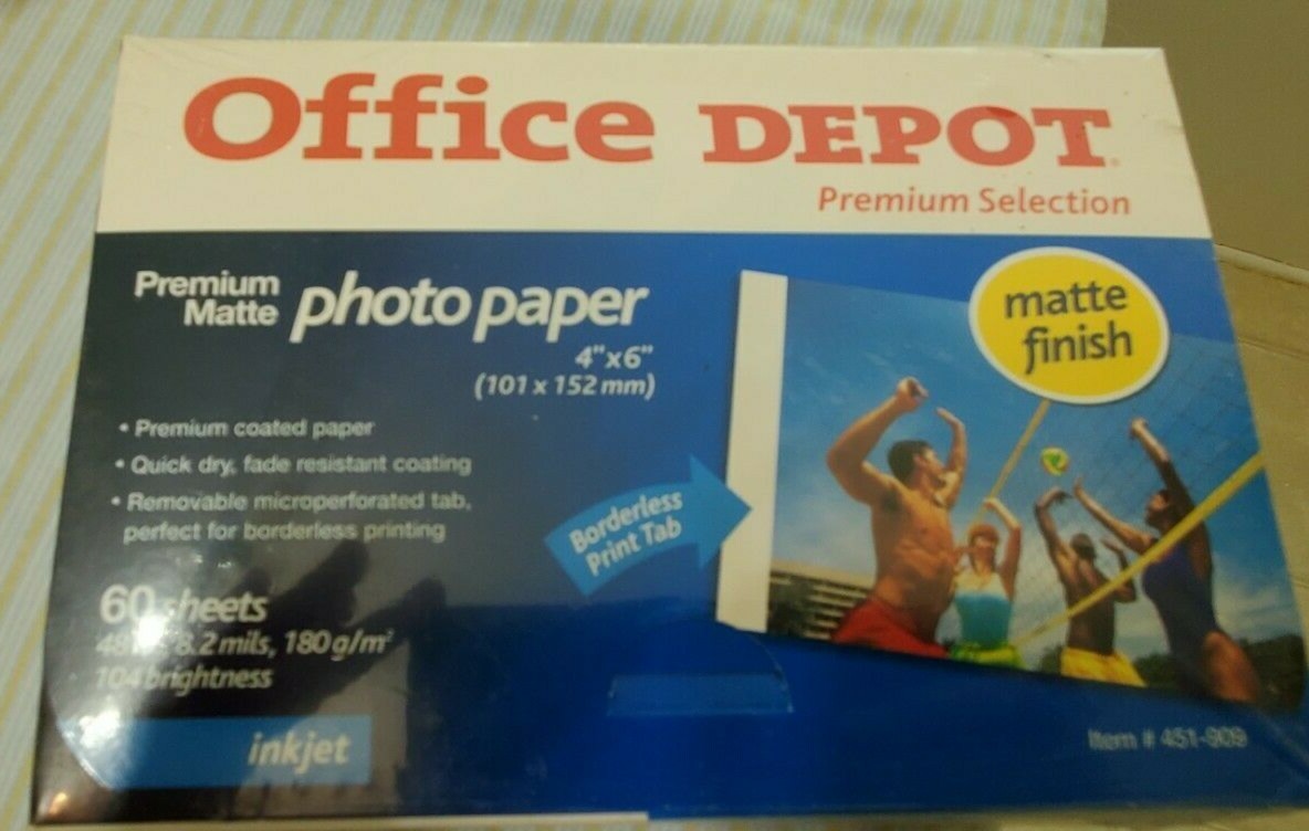 Office Depot Photo Paper Matte Finish 4" x 6" Never Opened