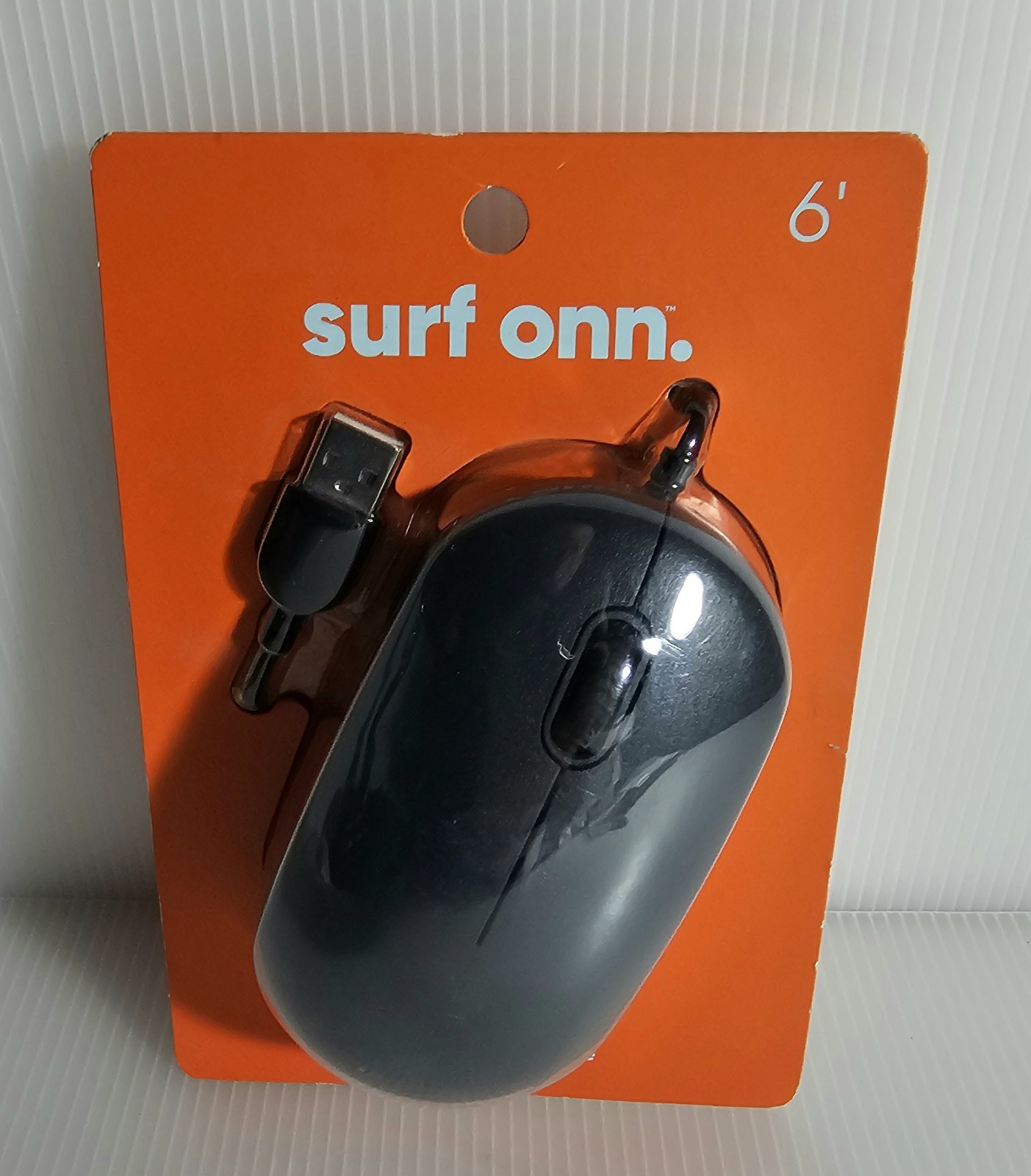 New Surf Onn USB Optical Mouse 6ft Cable 3-Button Scroll 