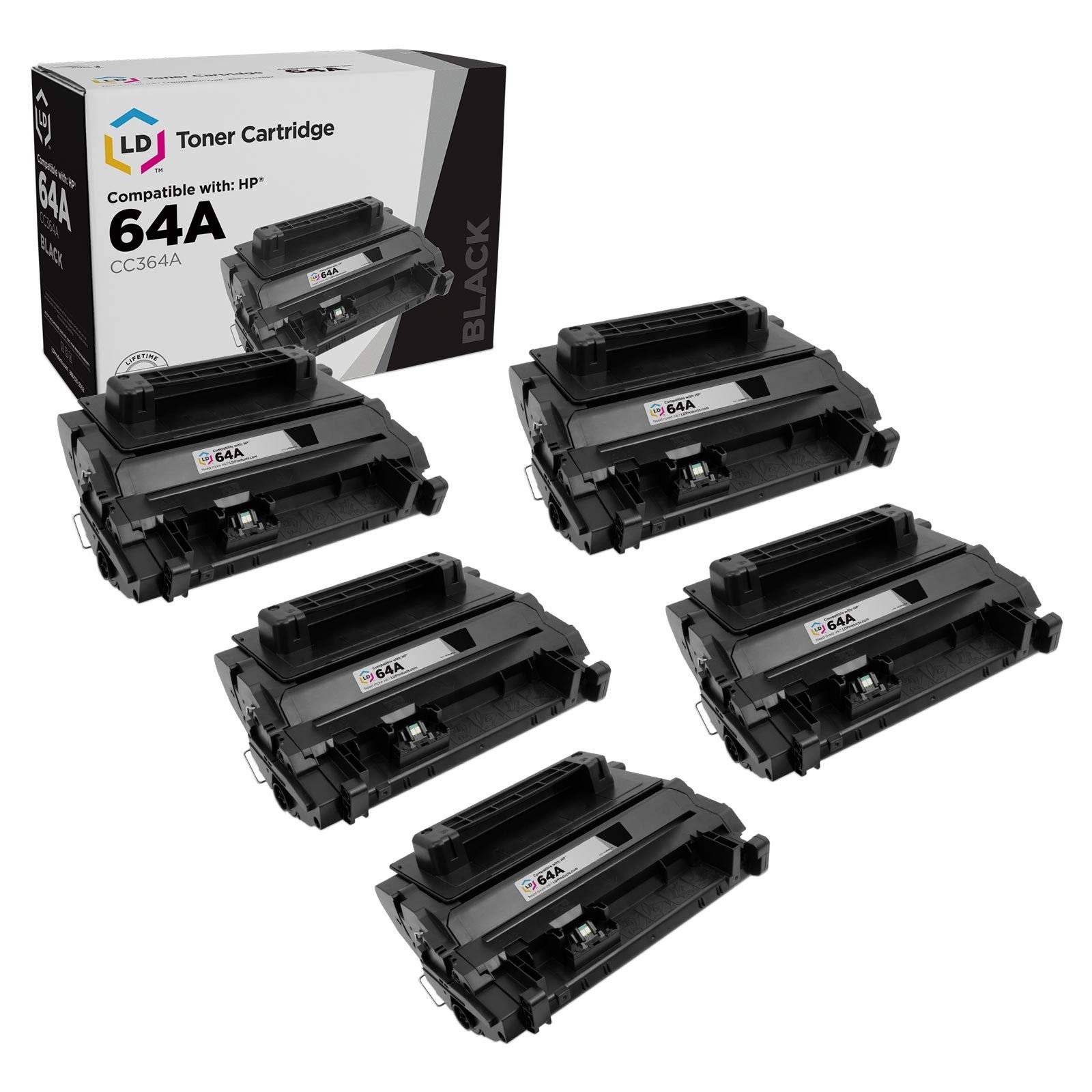 LD Comp Replacement 5pk CC364A 64A Black Toner for HP P4014 P4015 P4515 Printers