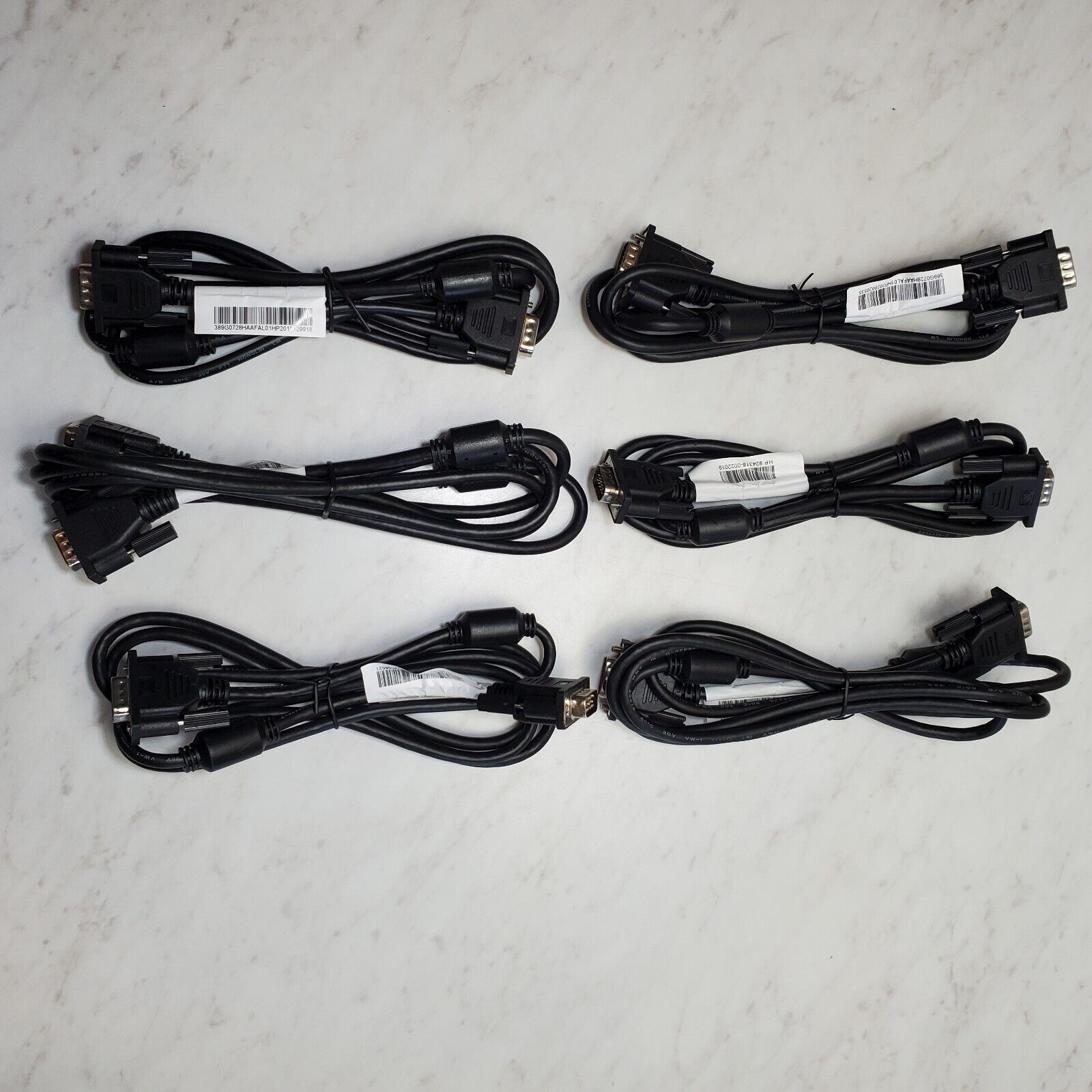 Lot of 6 Genuine HP 924318 Male To Male C2G VGA D-SUB Monitor Cable 15 P 5\' New