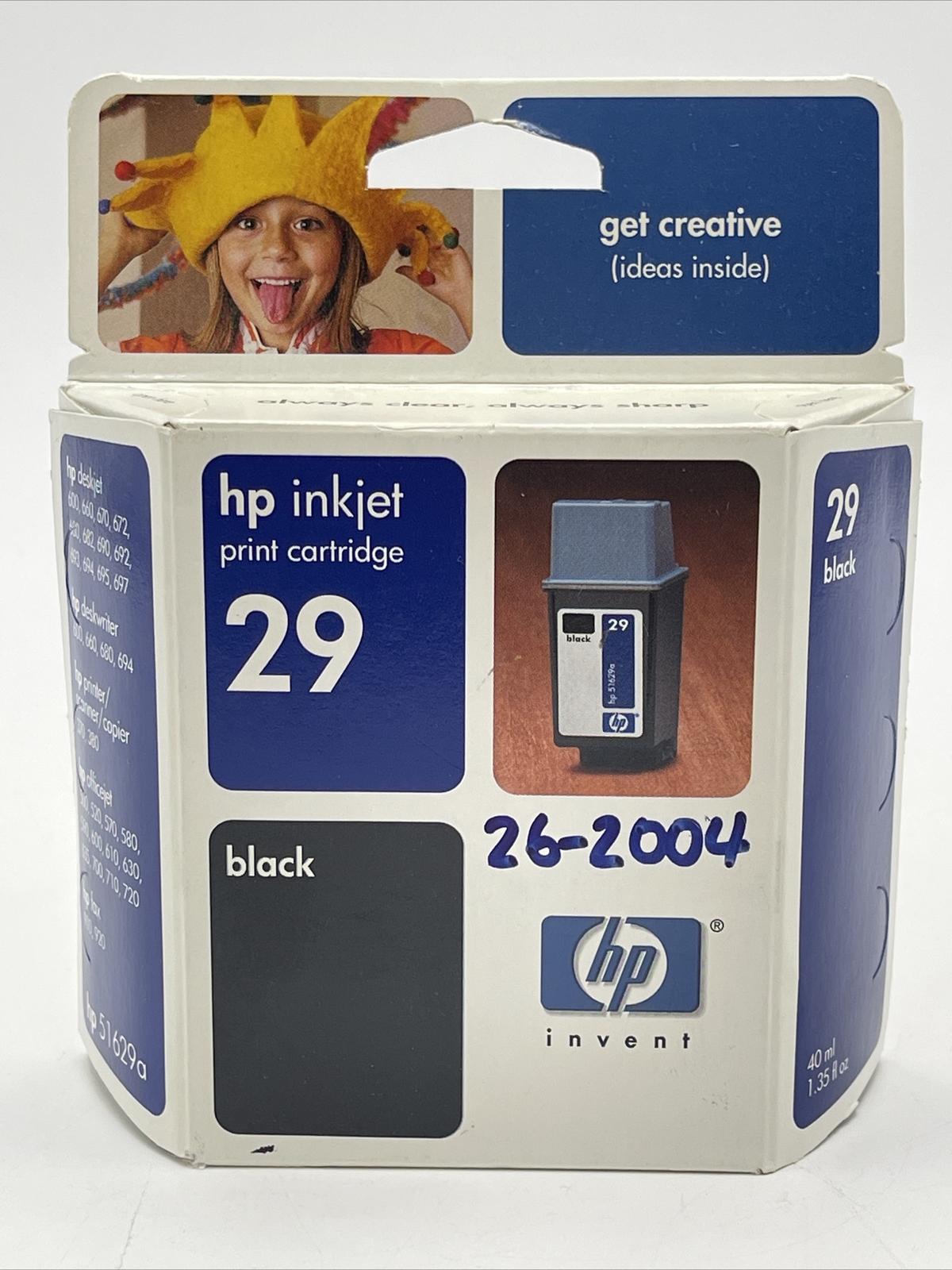 HP 29 Black InkJet Printer Cartridge 51629A Expired May 2005 NOS New Sealed