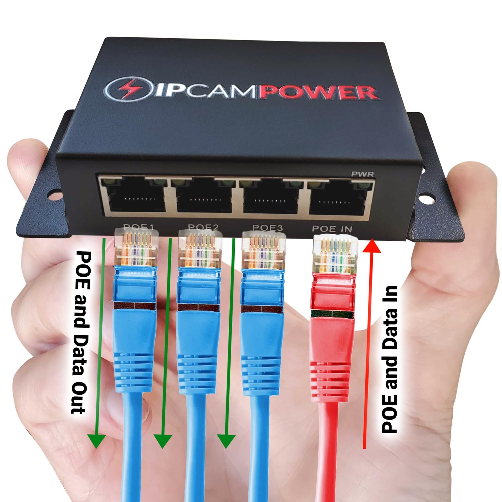 PoE Powered 3 Port Switch & Network Cable Extender Repeater Pass Through