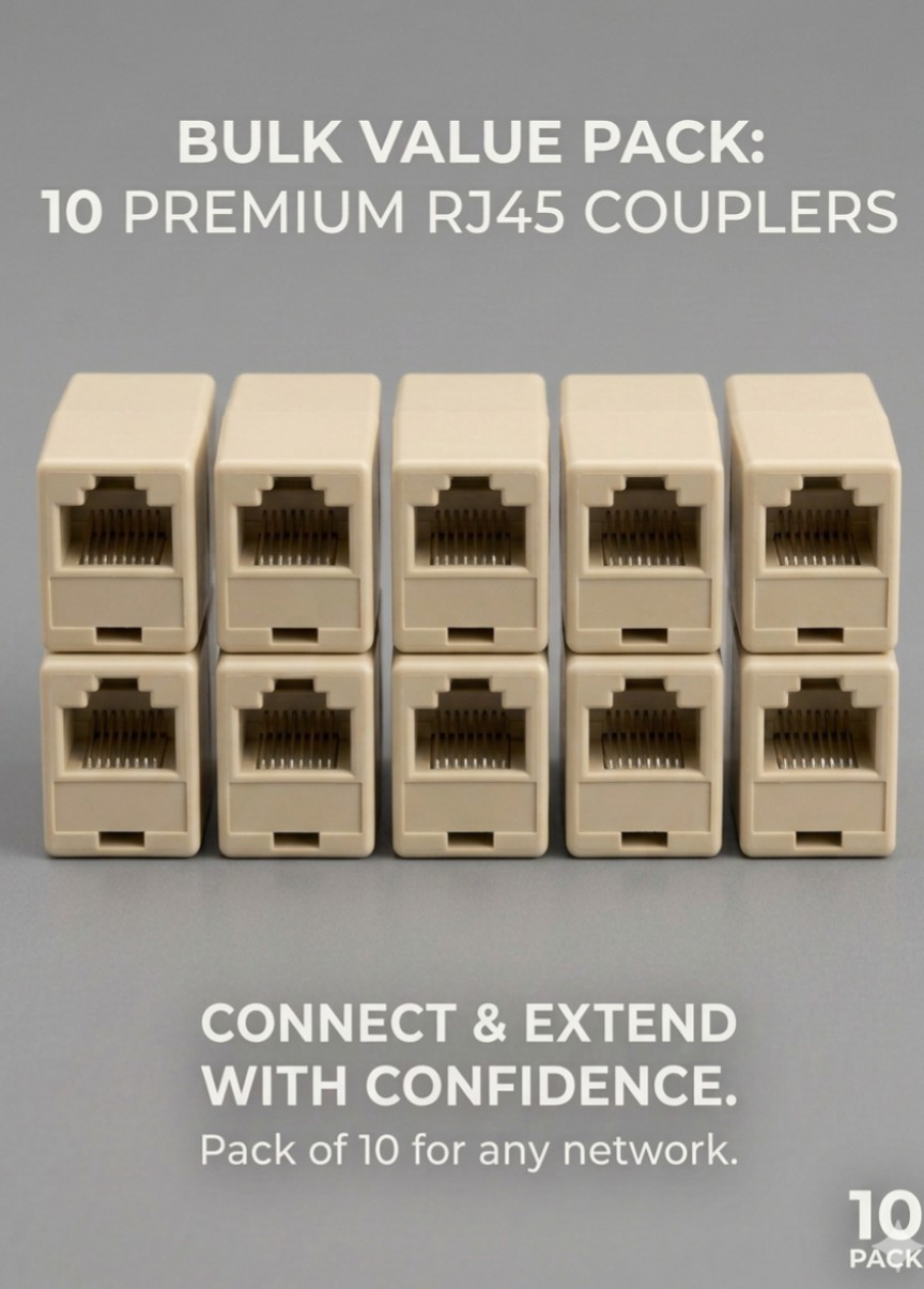 10 - Pack NEW Cat5e CAT5 RJ45 Inline Ethernet Network Patch Cable Coupler, 8P8C
