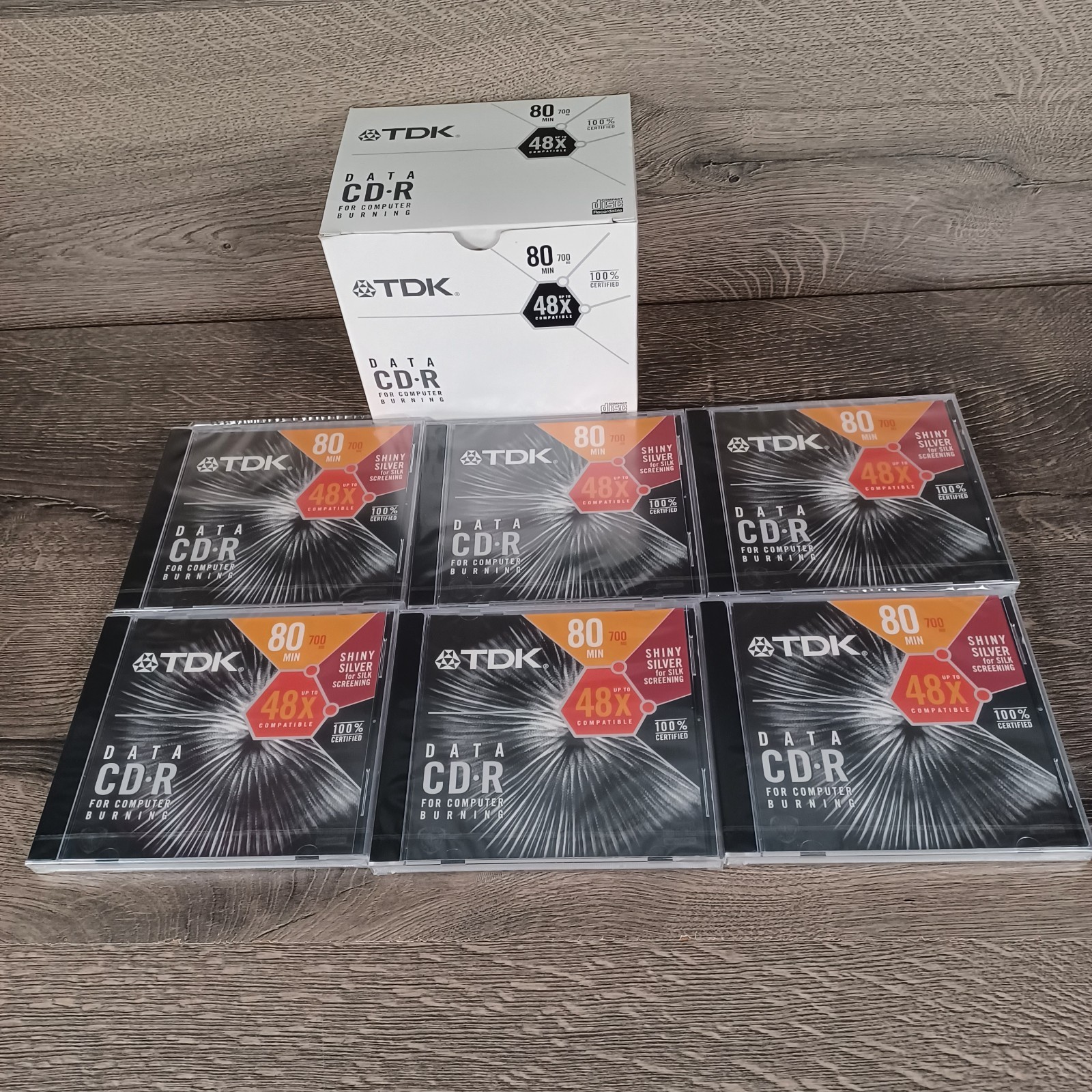 New Open Box TDK Data CD-R 6 Piece CD-R80B 80 Min 48X Compatible 700MB