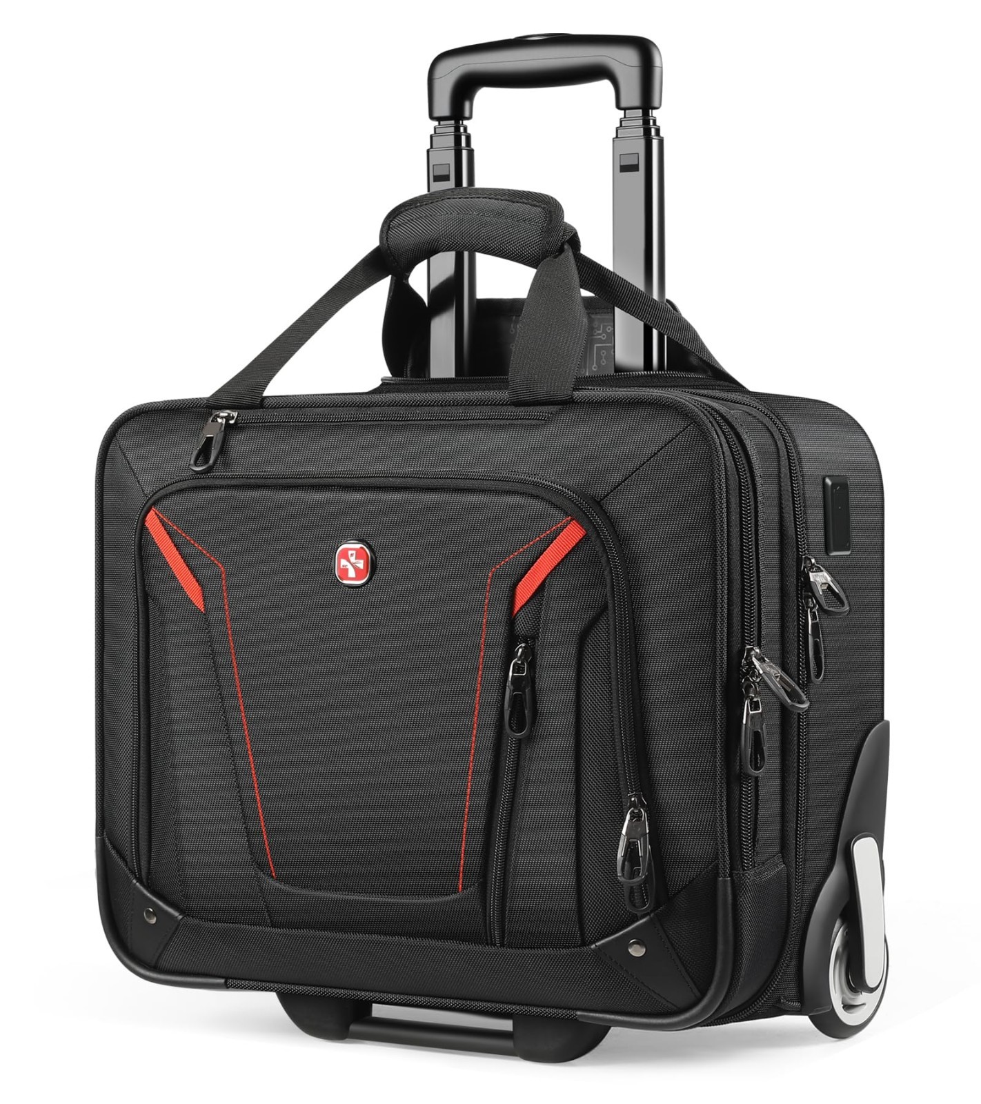 Rolling Laptop Bag 18" Water-Resistant Briefcase with Wheels, Underseat Carry-On