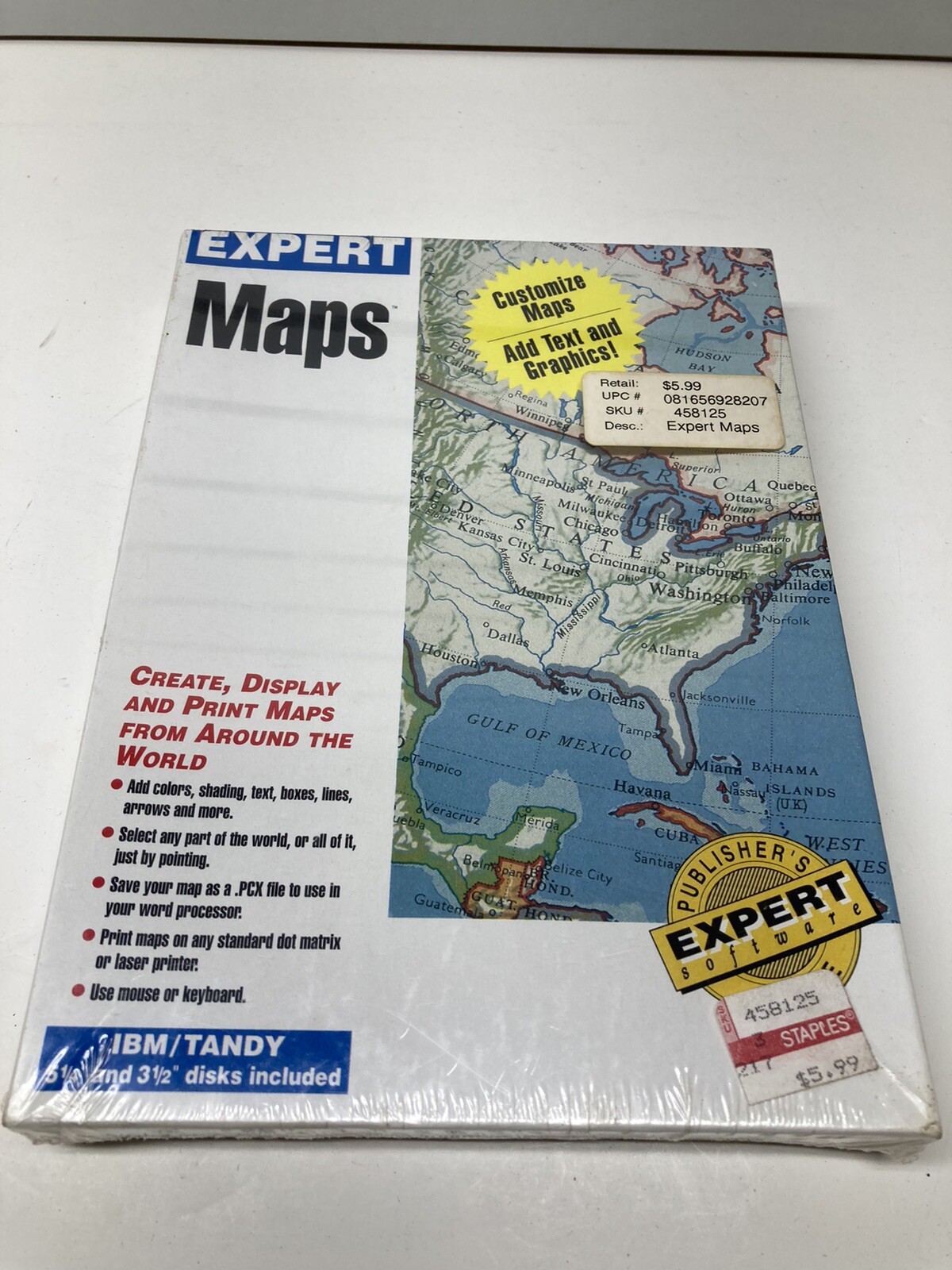 Vintage Expert Maps Software For IBM/TANDY 5.25” Floppy SEALED