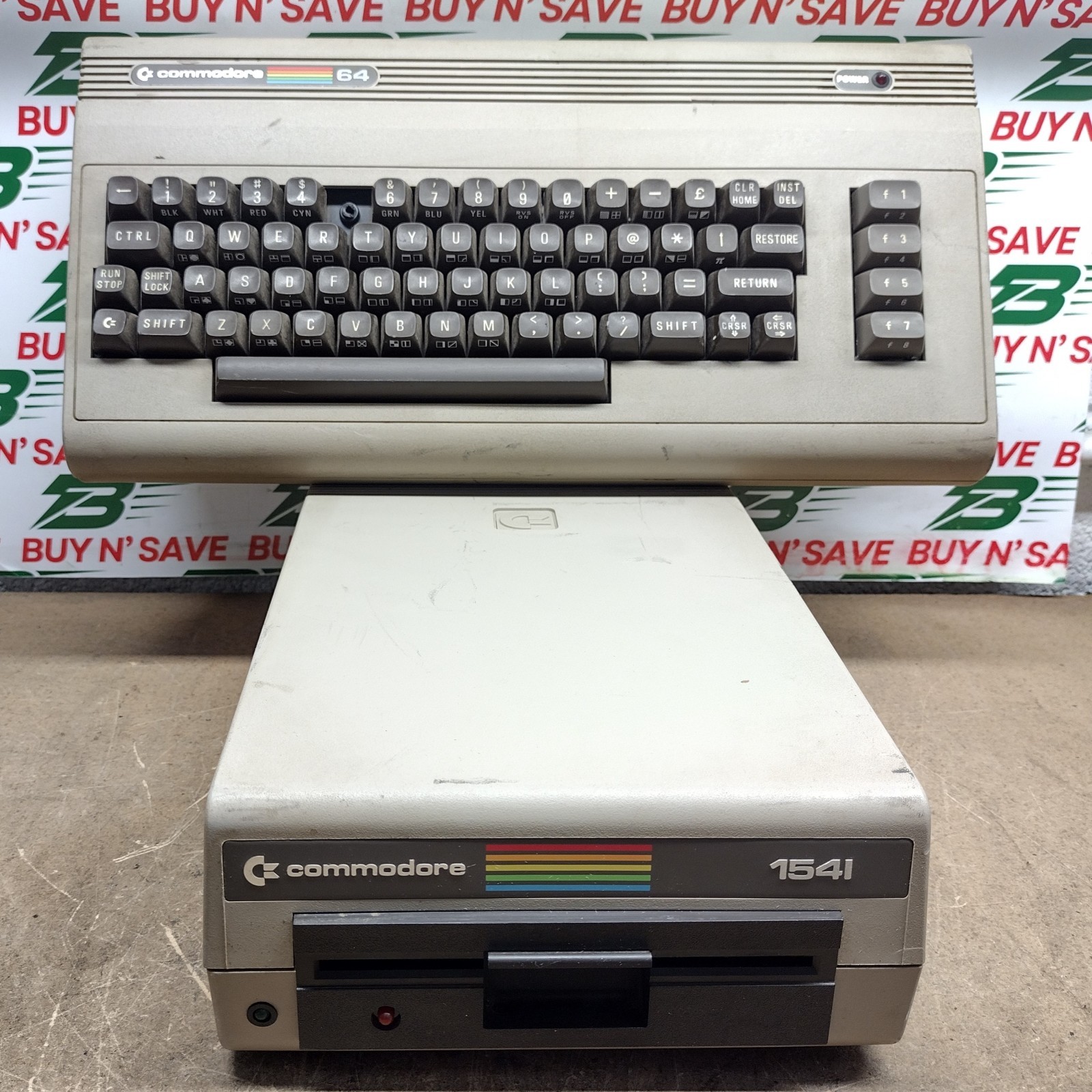 Commodore 64 Computer & 1541 Single Floppy Disk Drive - No PwrCrds - FOR PARTS