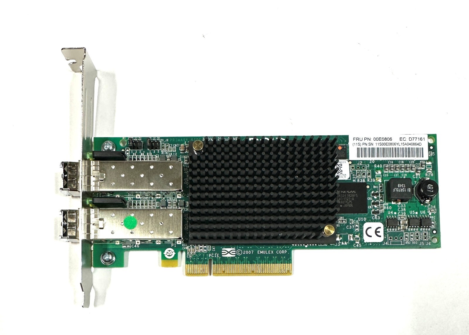 IBM Feature 577D 00E0806 8Gb 2 Port FC PCI-e Full Height HBA + SFP Transceivers