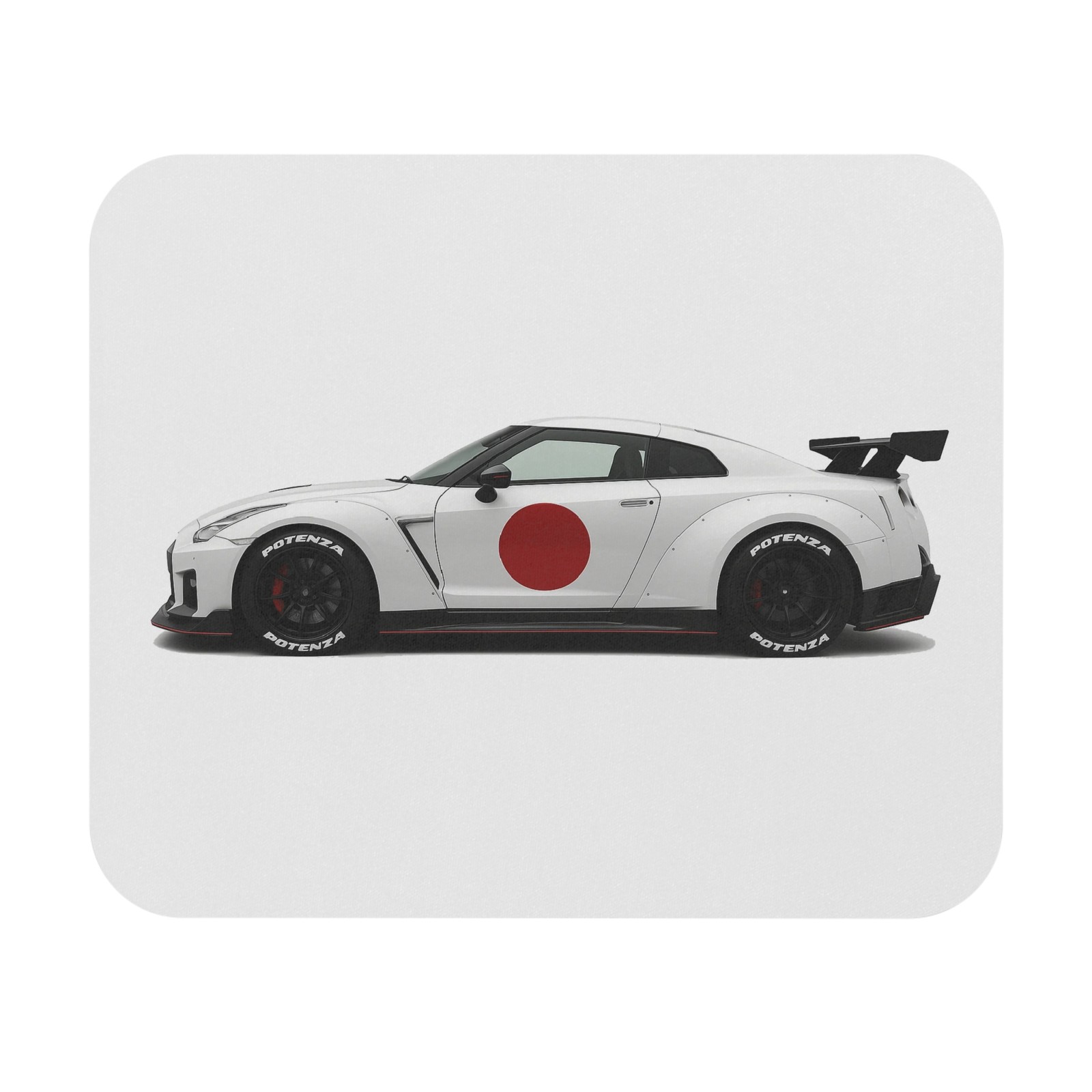 GT-R R35 Mouse Pad JDM Sports Car Retro Japan Flag White Desk Mat