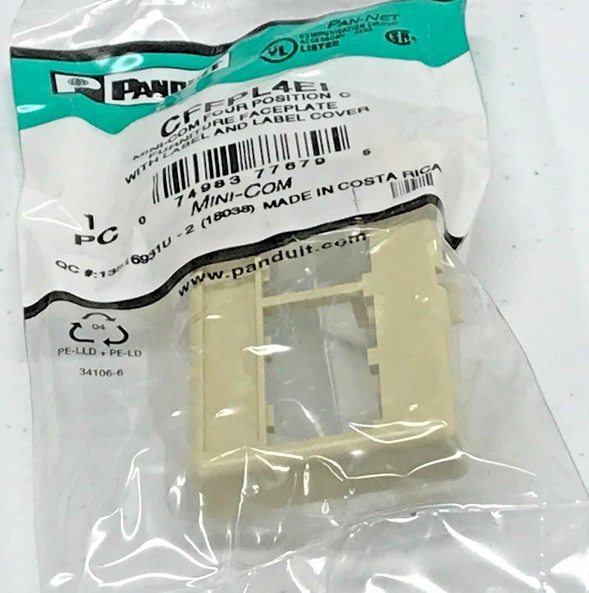 Panduit CFFPL4EI Mini-Com 4 Port Furniture Faceplate Electric Ivory (Lot of 10)