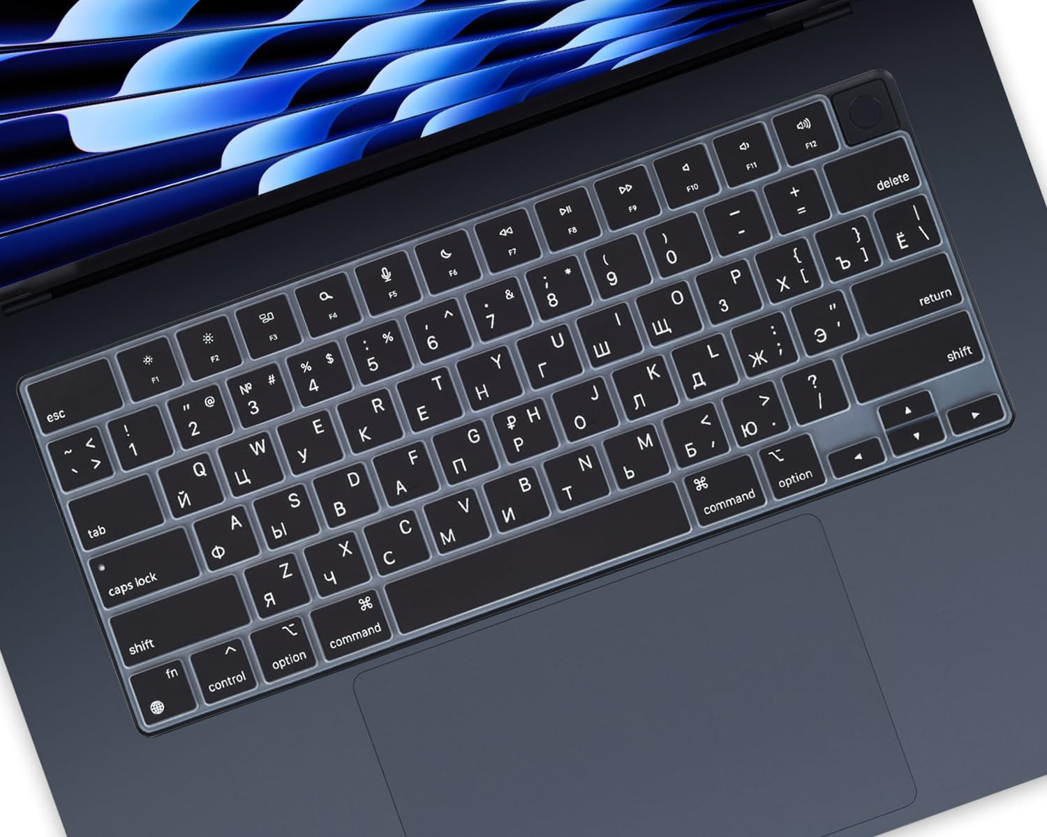 Russian Language Keyboard Cover Skin Compatible for 2025-2022 Macbook Air 15.3 I