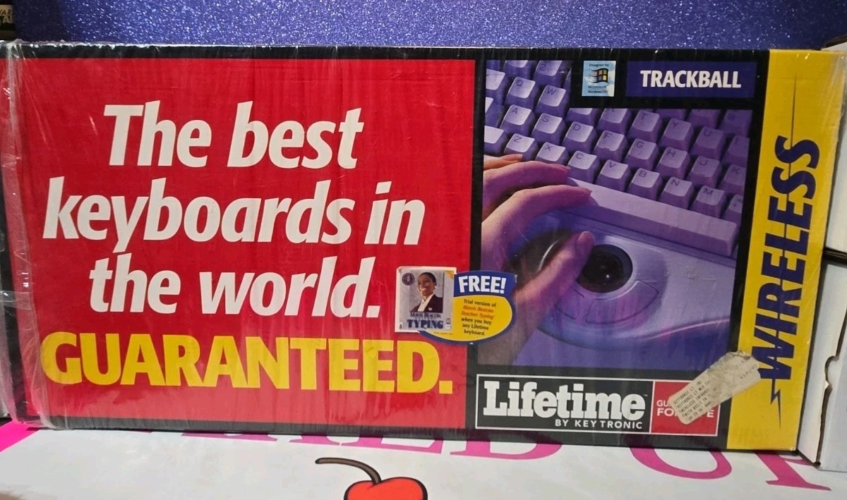 Vintage Key Tronic wireless keyboard lifetime series with track ball 1996 READ