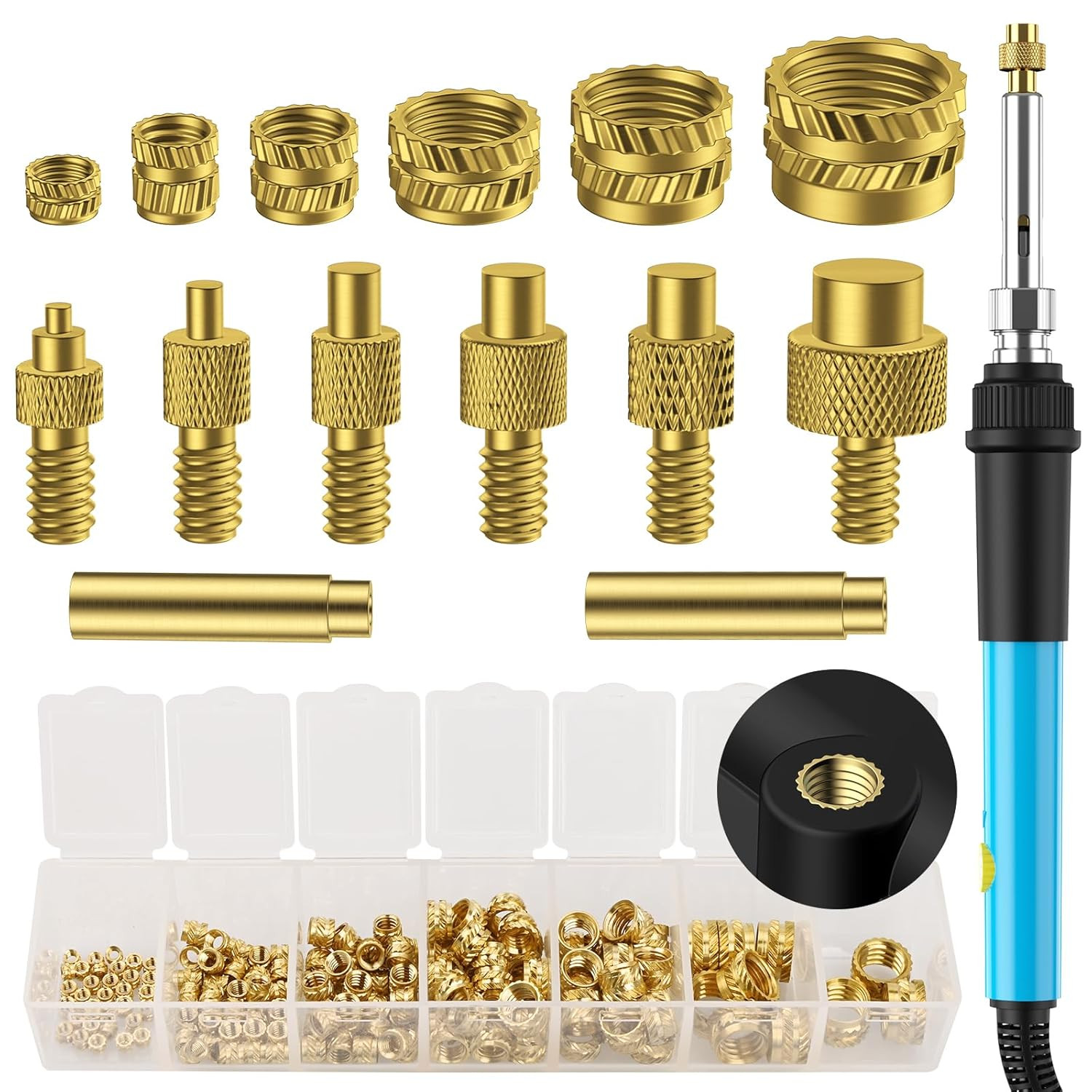 Preciva Brass Threaded Heat Set Inserts for 3D Printers, M2-M8 Set