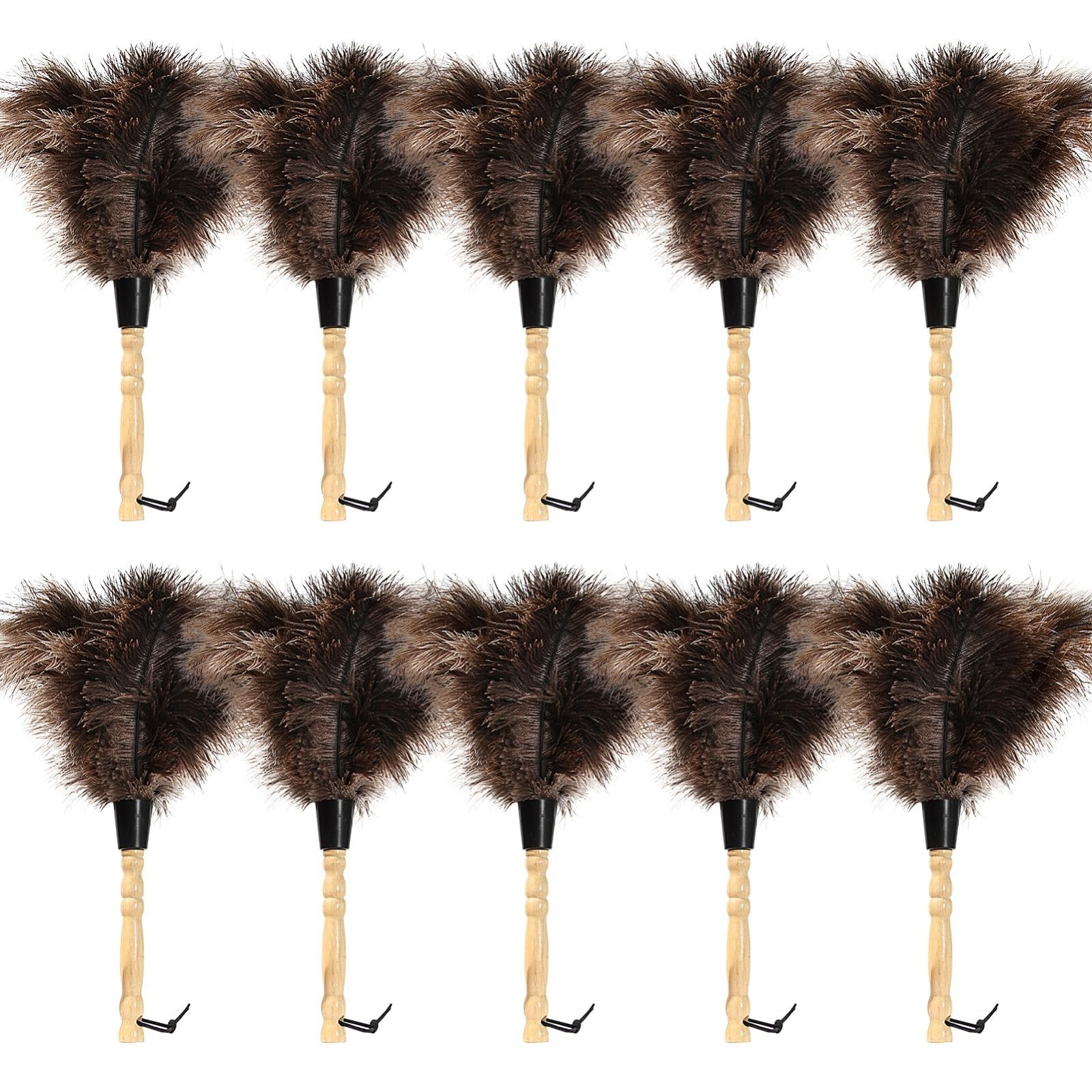 14" Natural Ostrich Feather Duster - Fluffy, Eco-Friendly, Reusable Cleaning Too