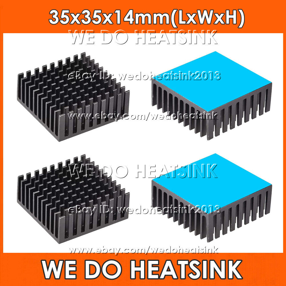 35x35x14mm Black Anodized Heatsink Radiator Cooler With Thermal Pad for CPU IC