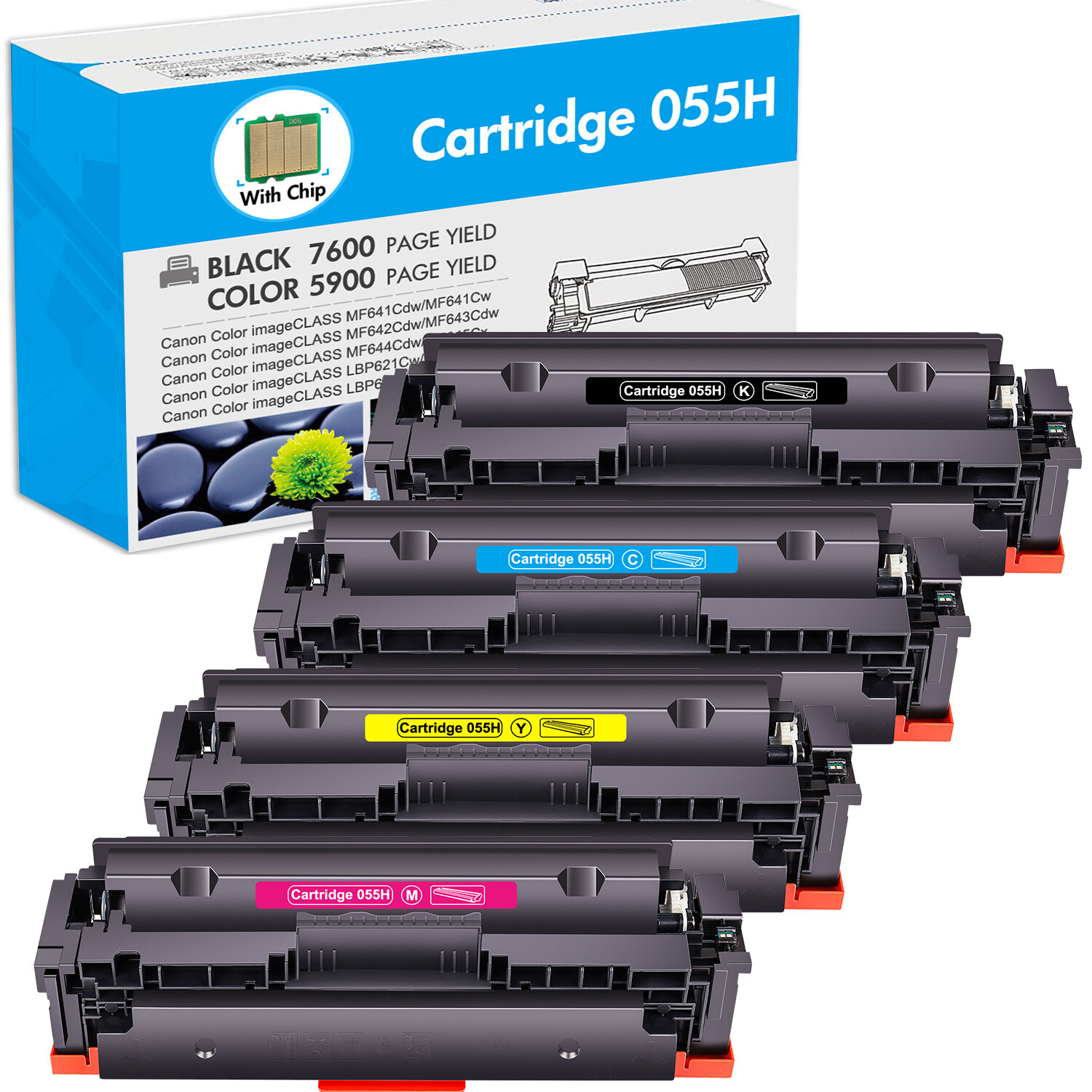 4PK CRG-055H Toner Set For Canon imageCLASS MF743Cdw MF745Cdw MF746Cdw With CHIP