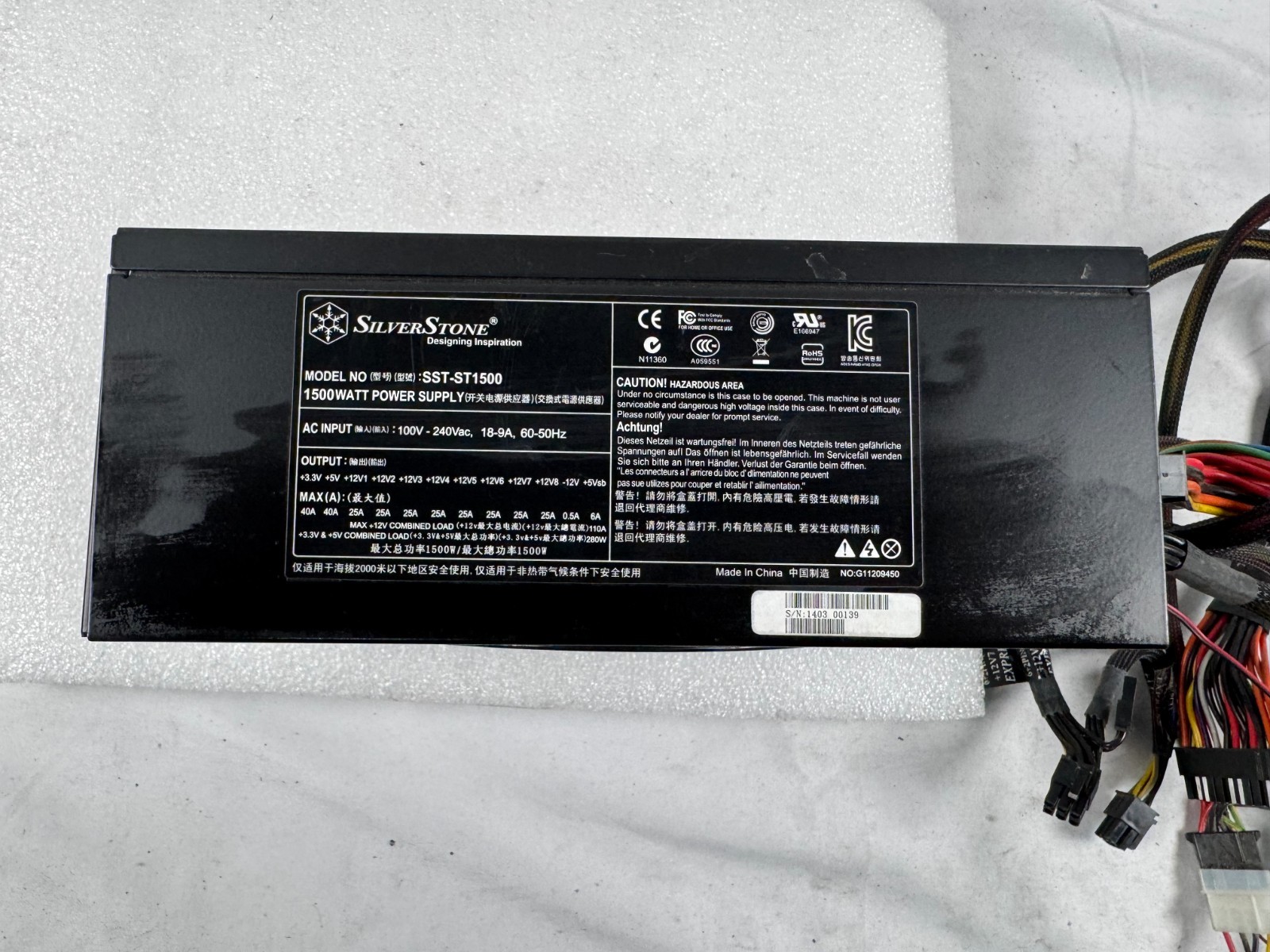 SilverStone Model: SST-ST1500 Strider ATX Power 1500W Supply